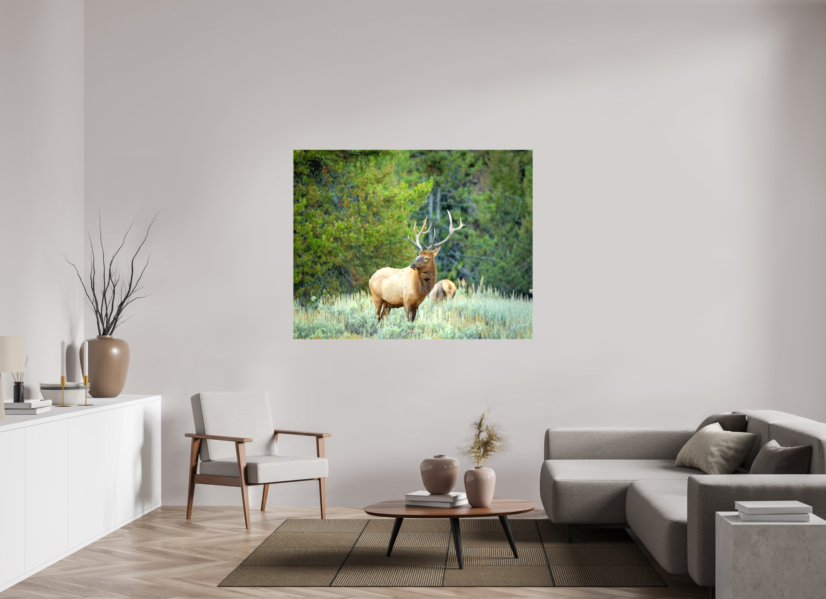 59.5 x 47″, Canvas Elk