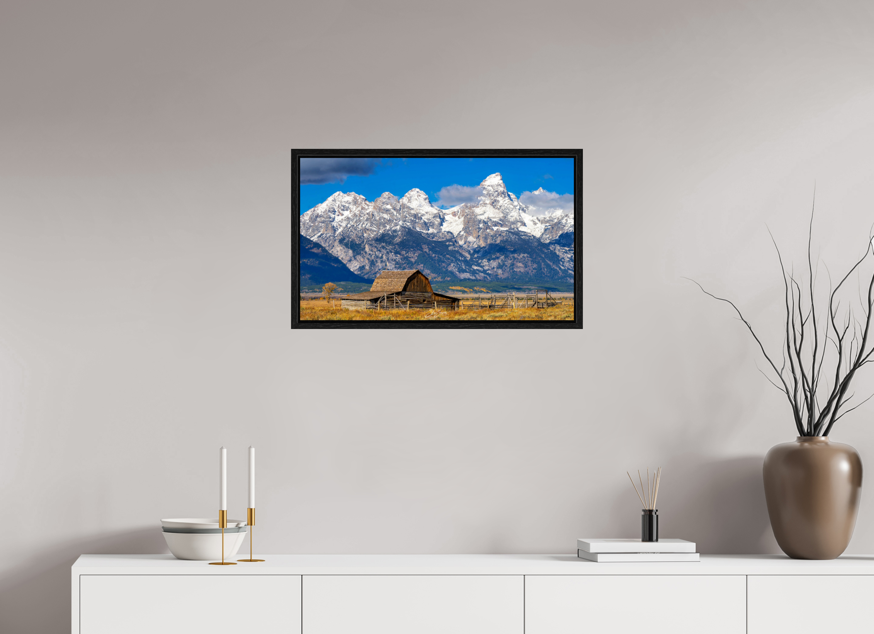 27 x 16″, Floater Frame Tetons