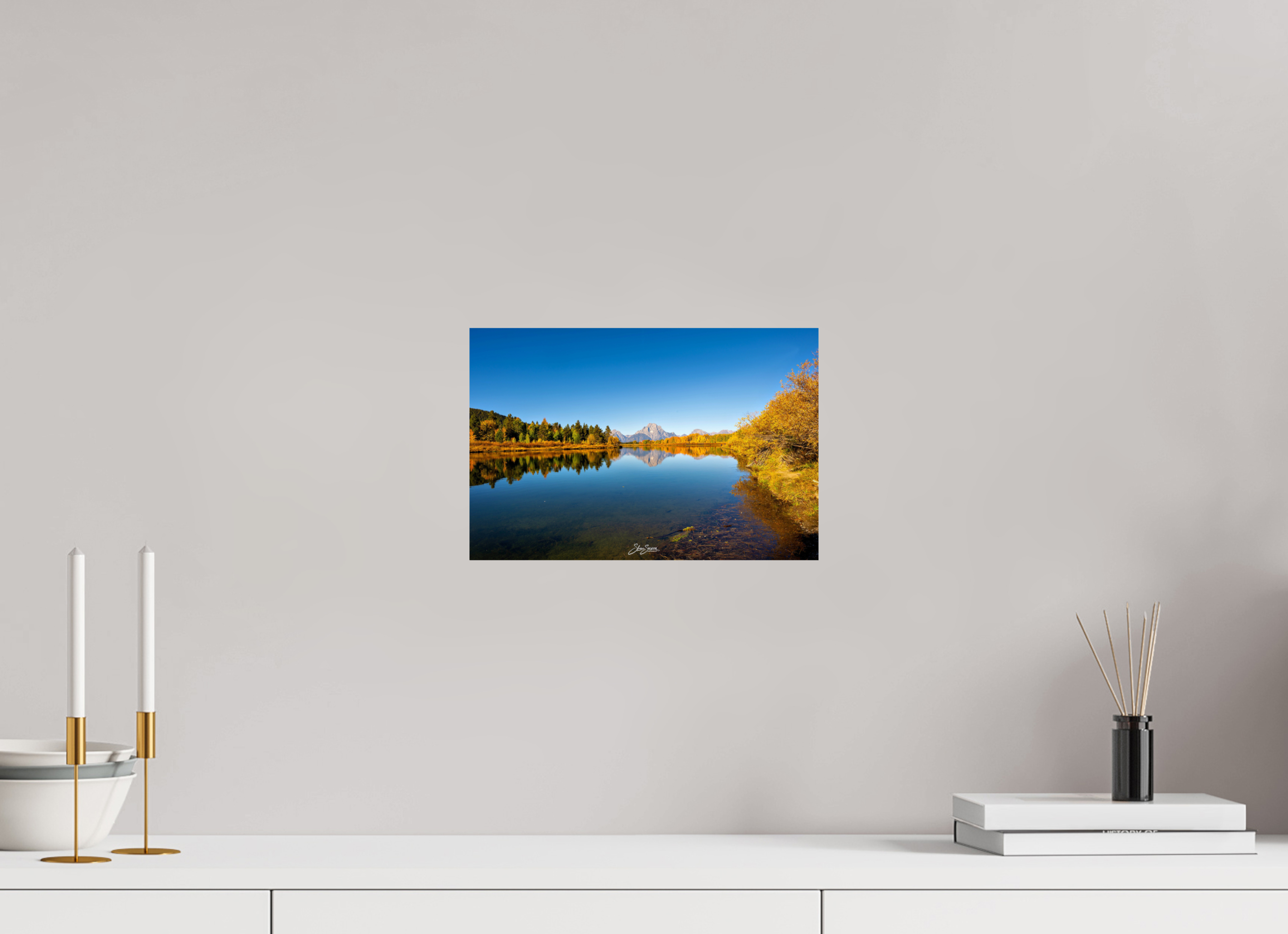 12 x 8″, Metal Tetons in autumn