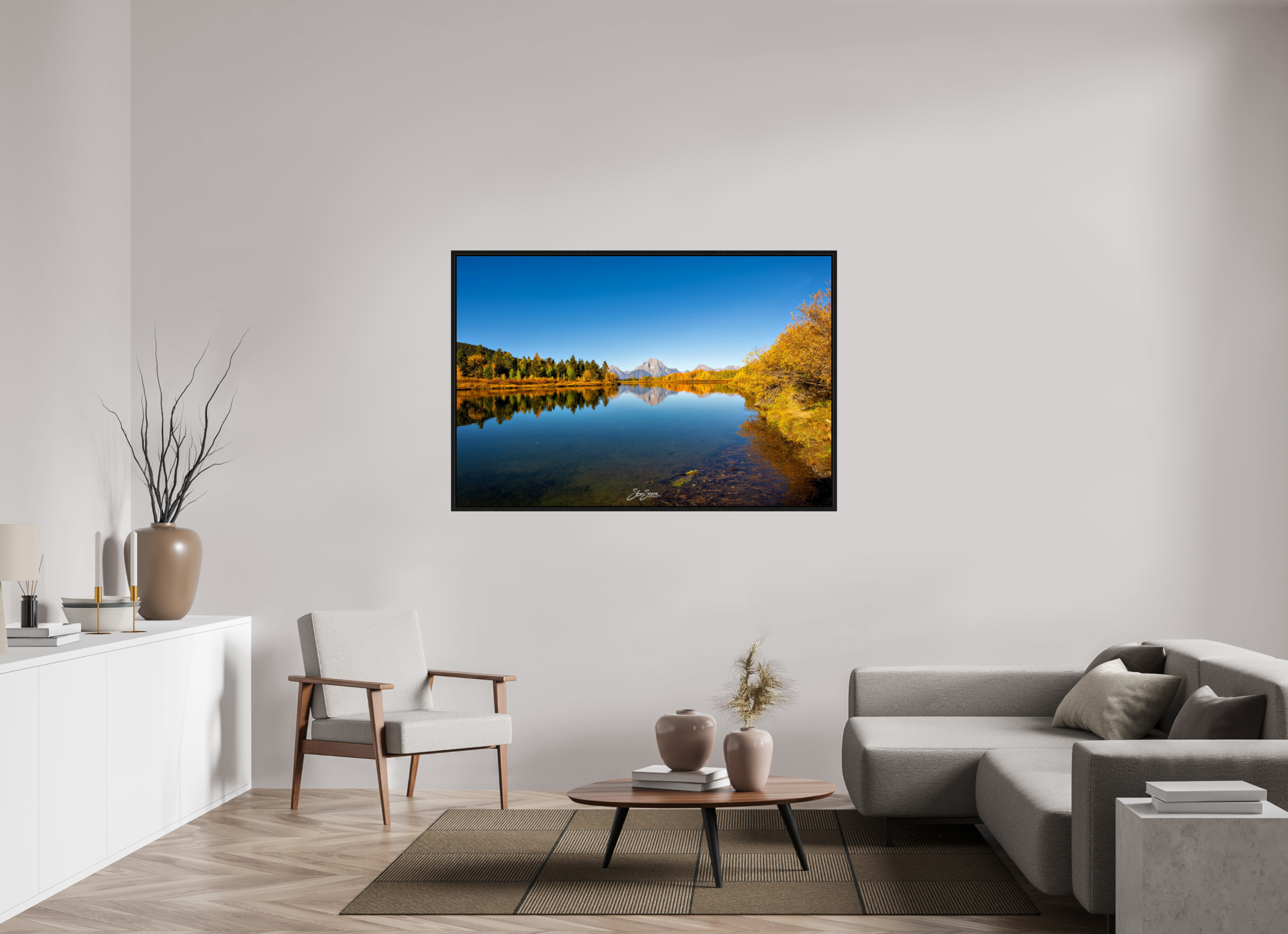 60 x 40″, Floater Frame Tetons in autumn