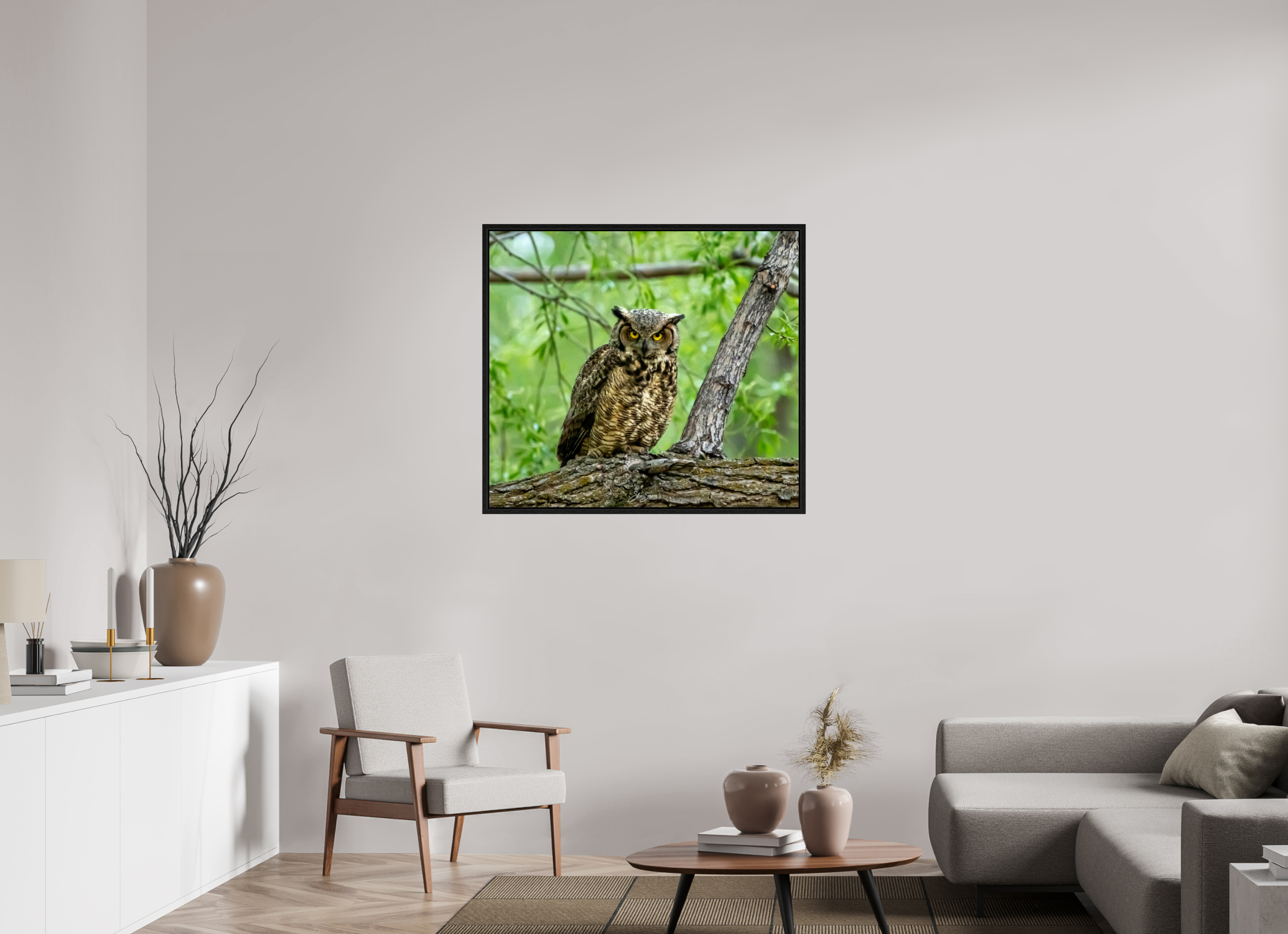 39.2 x 35″, Floater Frame Owel