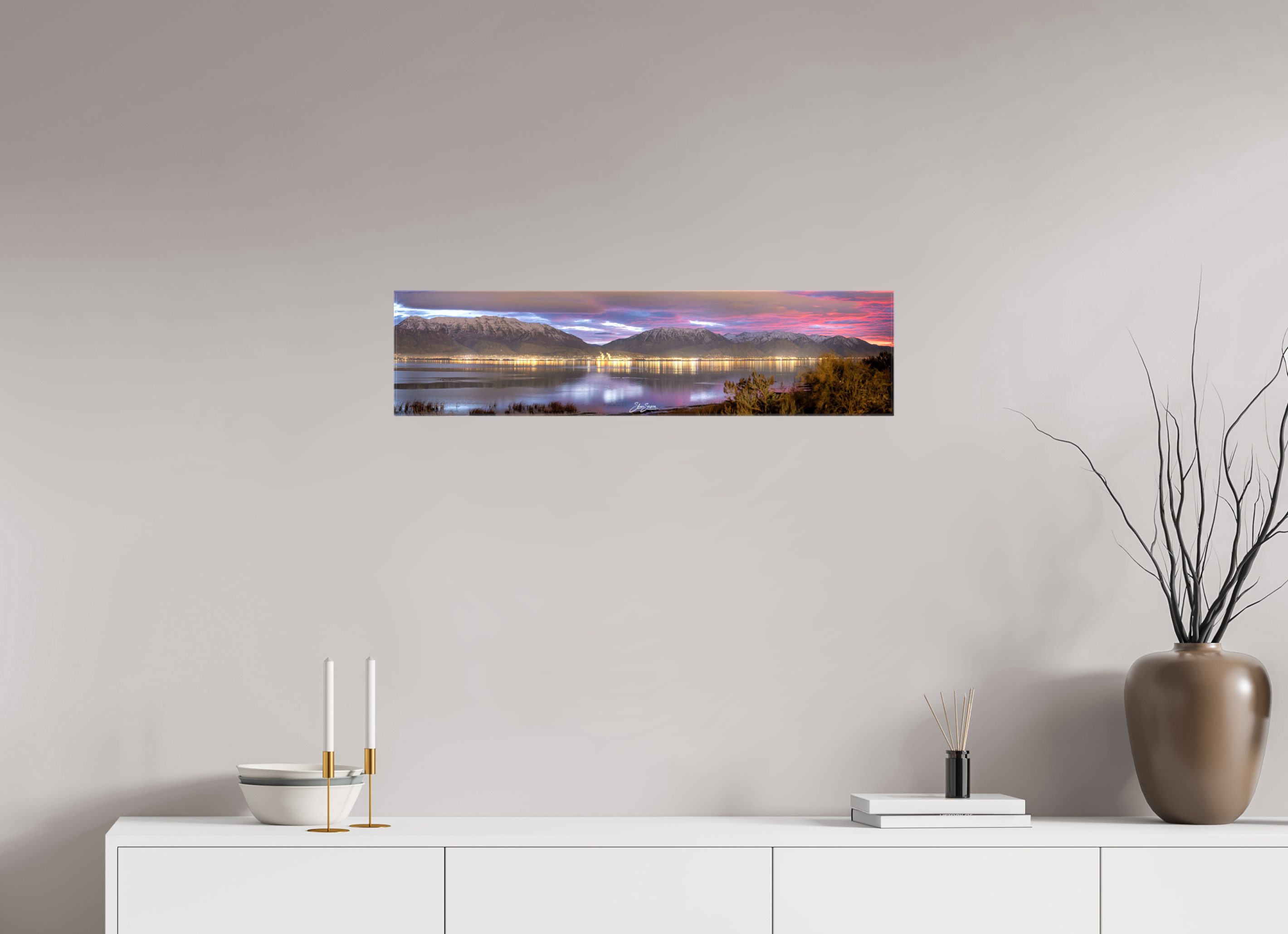 33.2 x 8″, Canvas Utah Lake At Sunrise