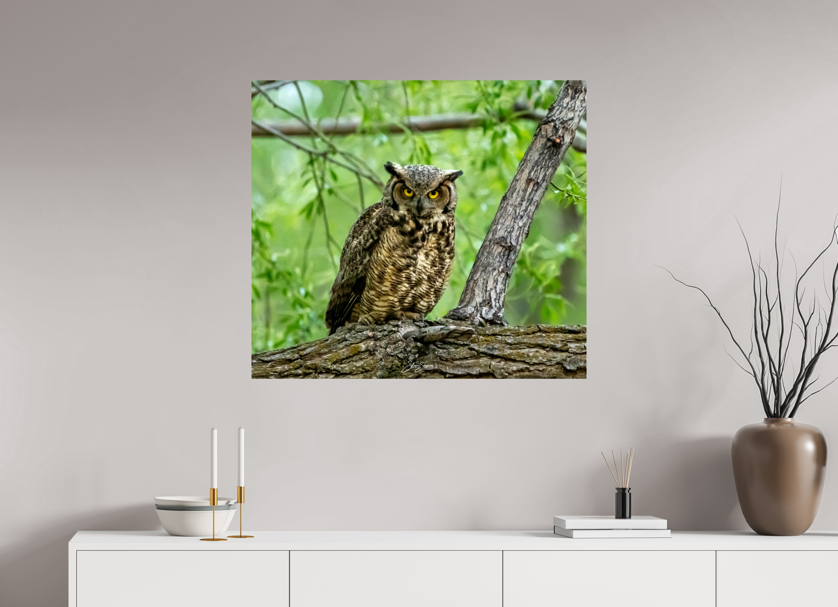 34.7 x 31″, Metal Owel