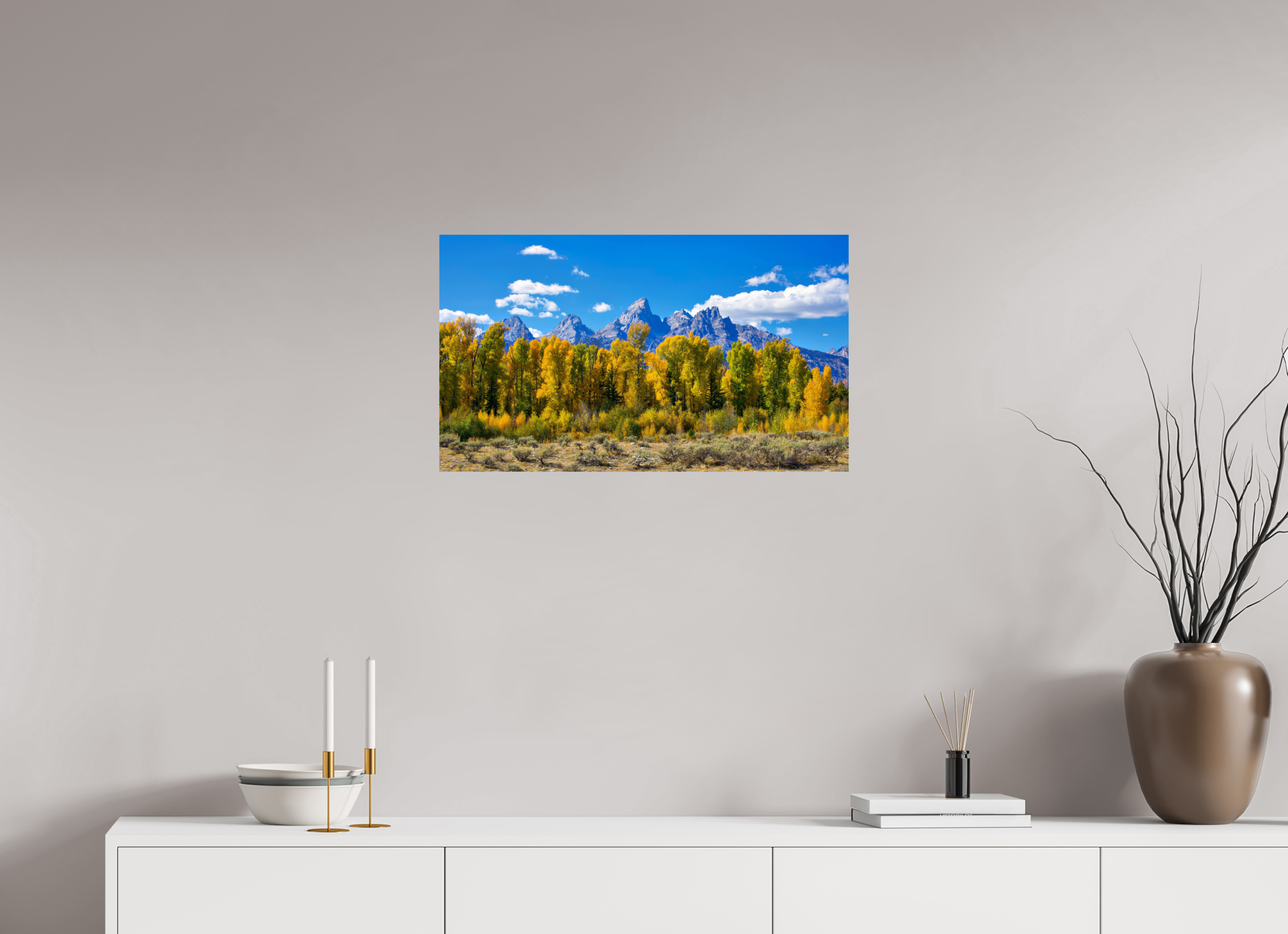 27.6 x 16″, Metal Tetons