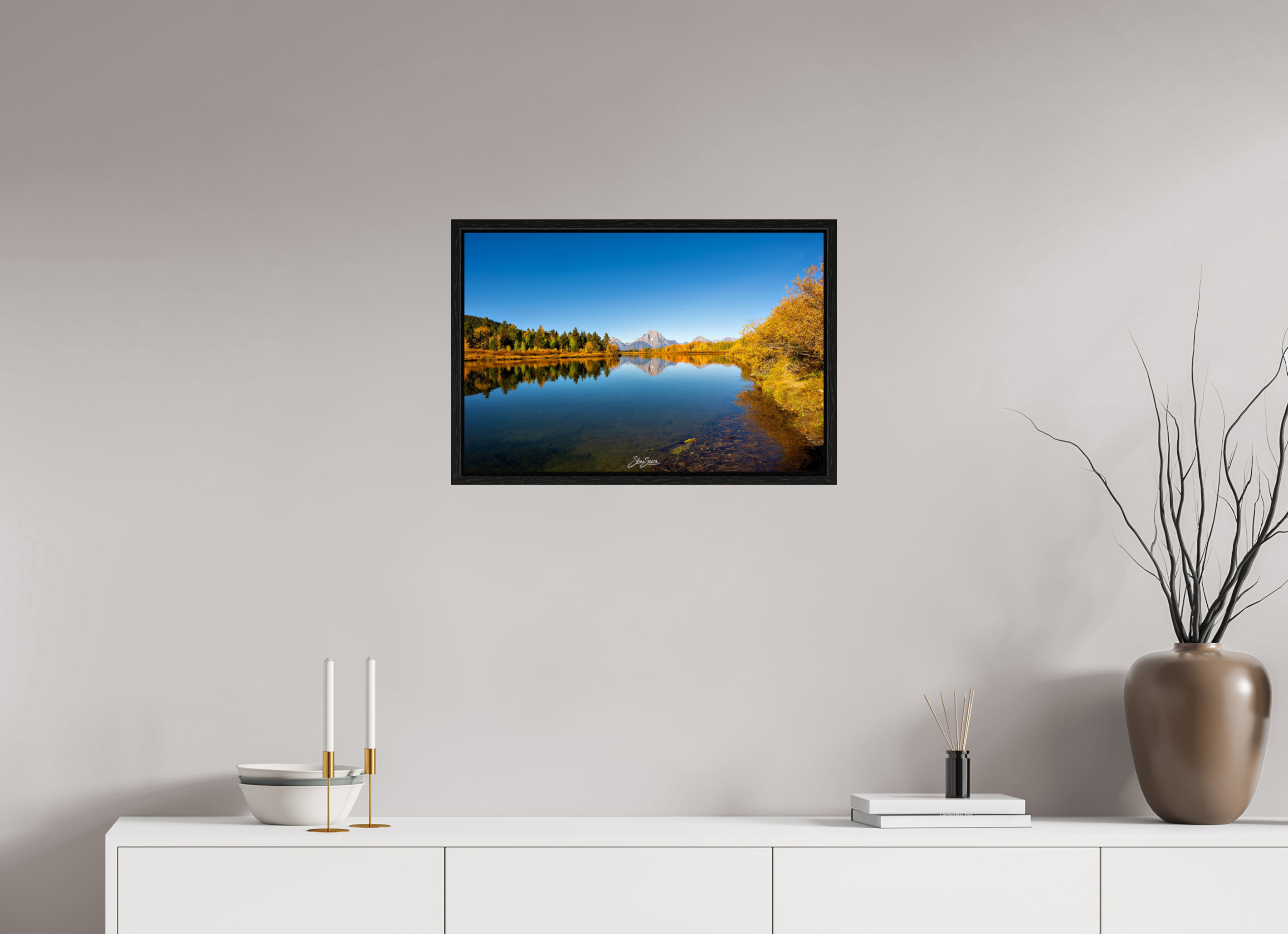 24 x 16″, Floater Frame Tetons in autumn