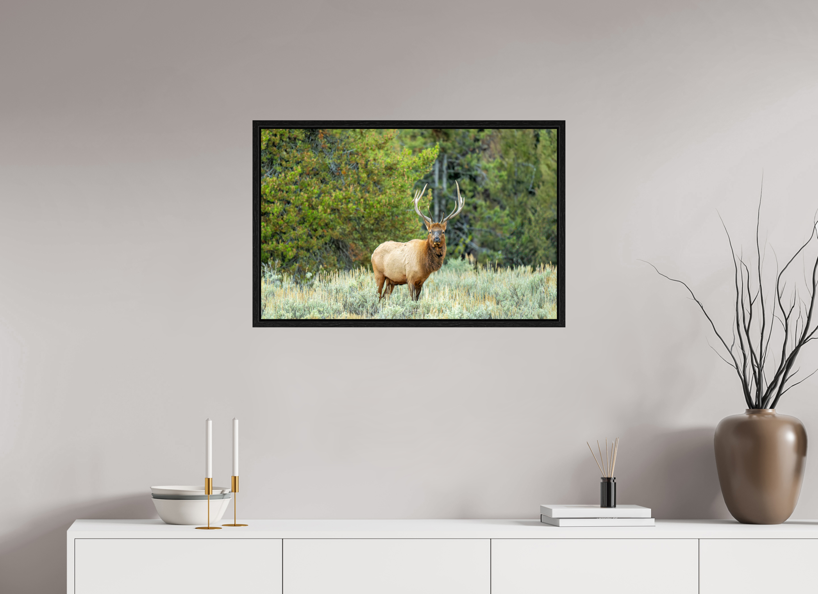 31.1 x 20″, Floater Frame Elk