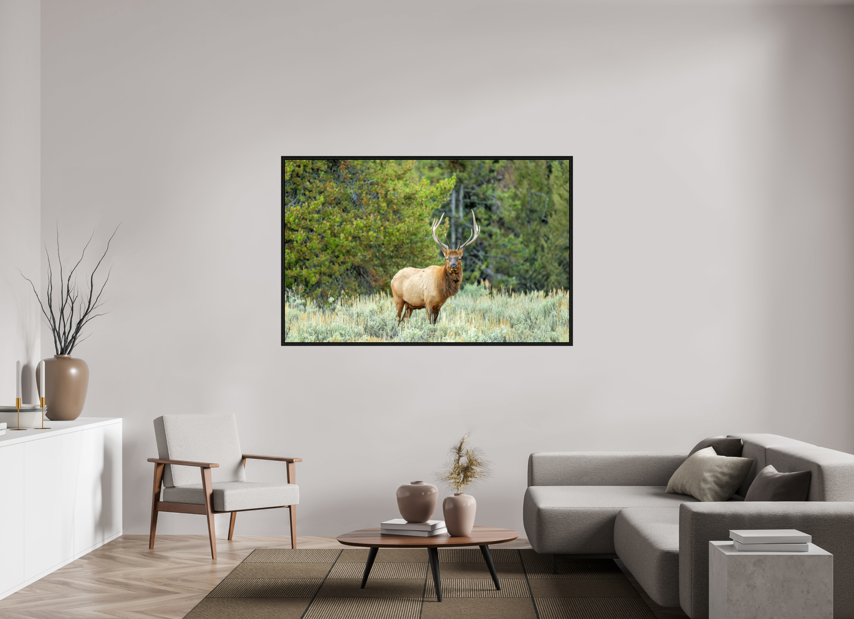 66.9 x 43″, Floater Frame Elk