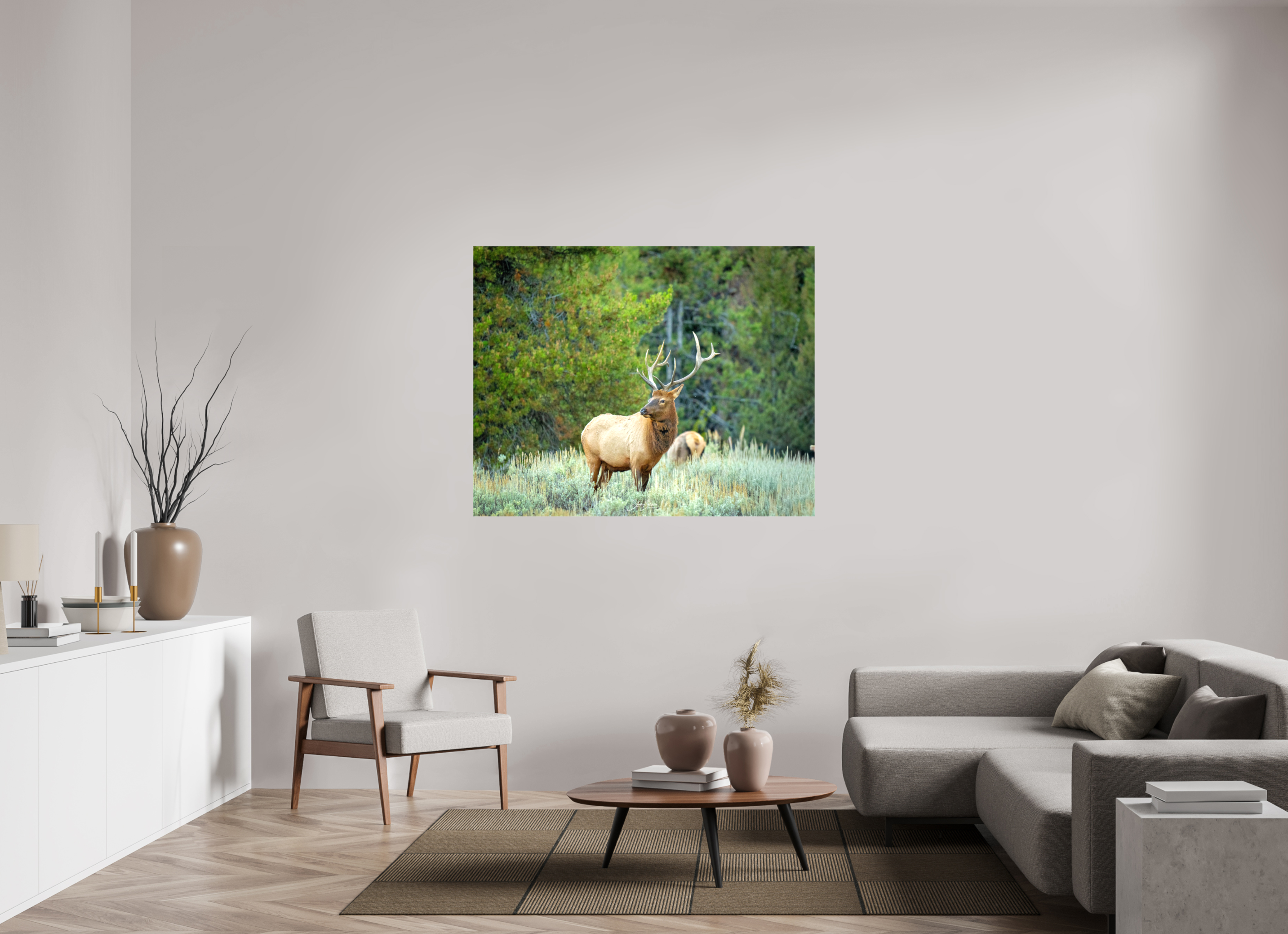 54.4 x 43″, Canvas Elk