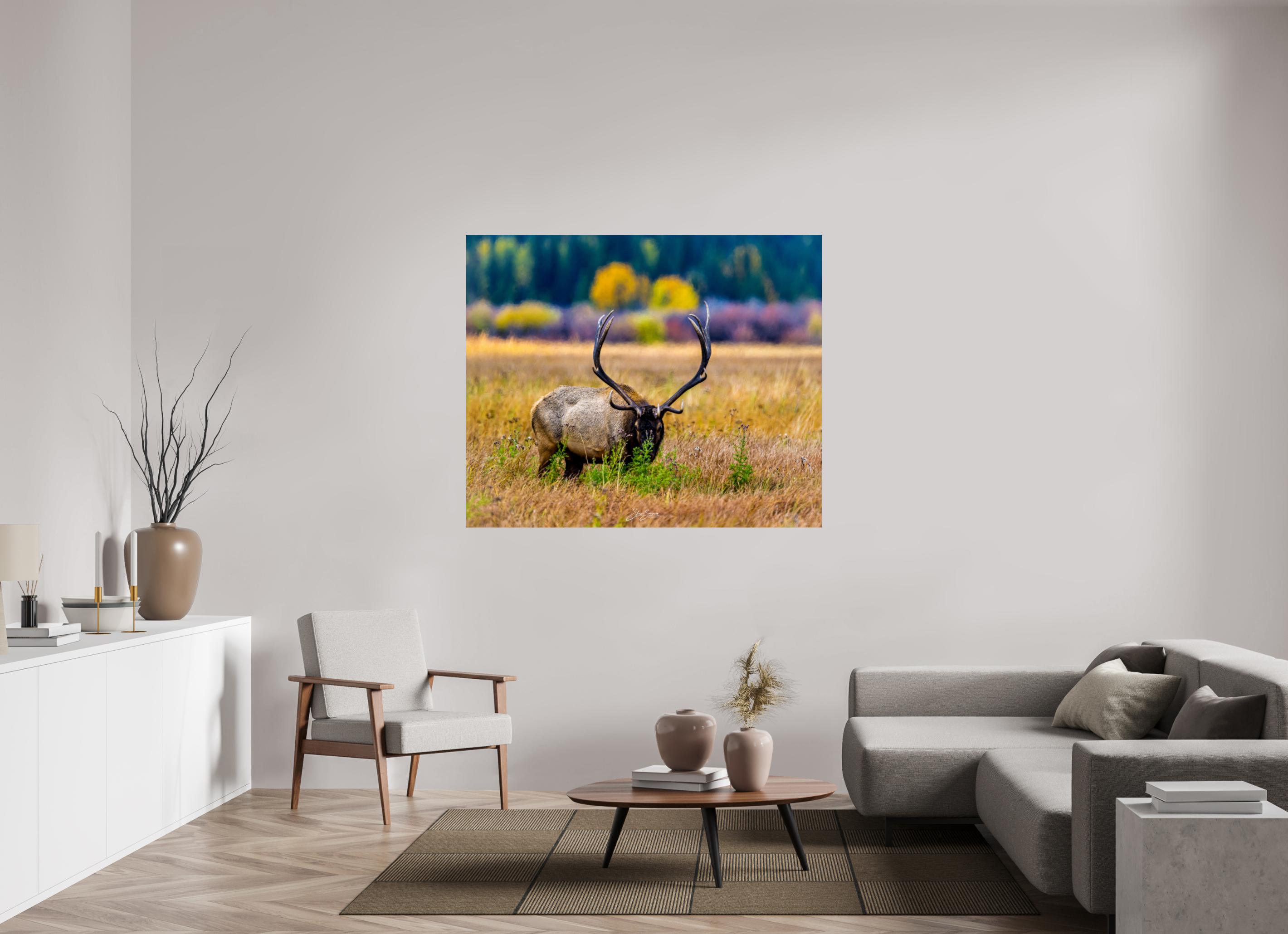 57.1 x 47″, Metal Elk