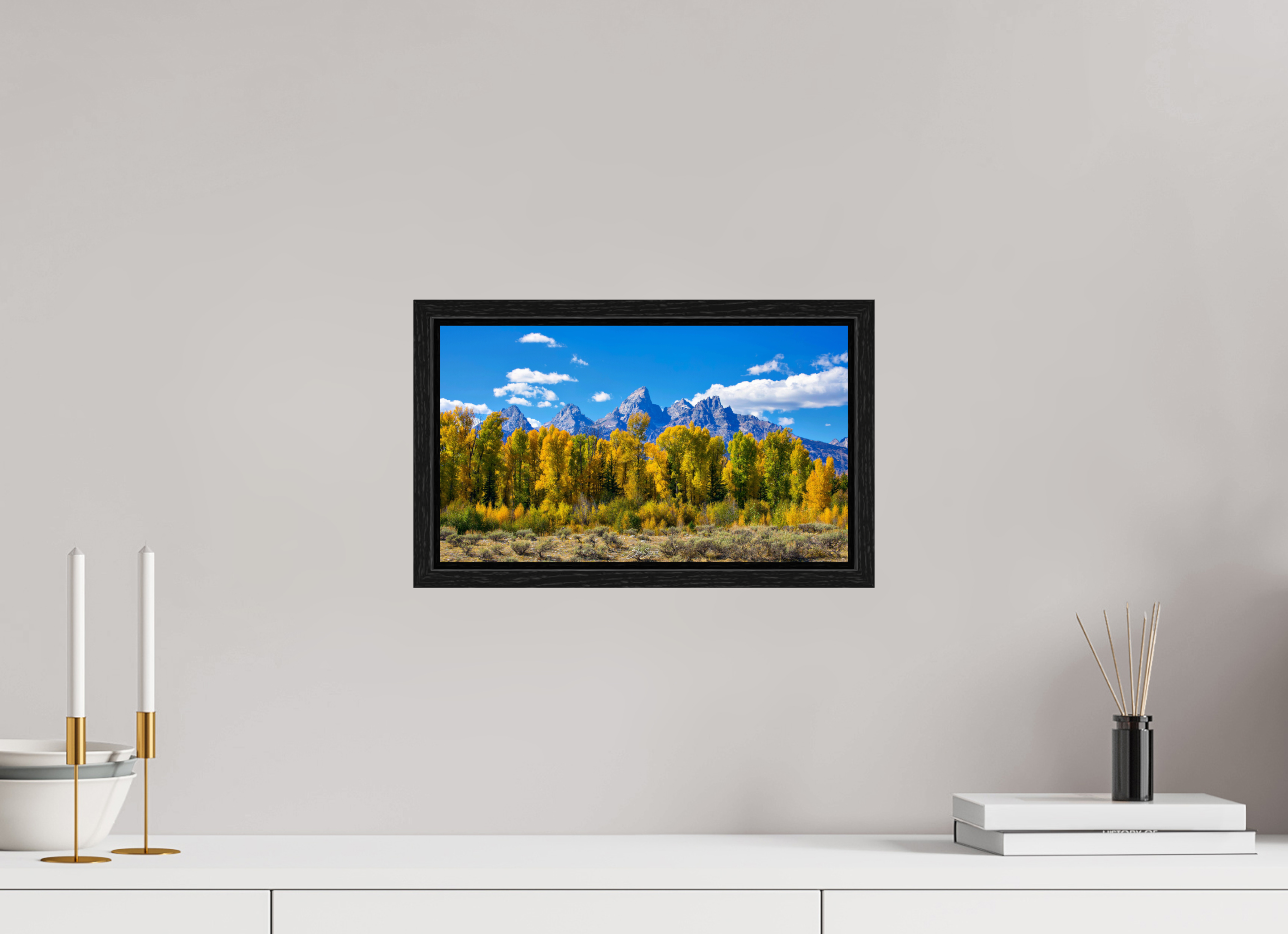 13.8 x 8″, Floater Frame Tetons