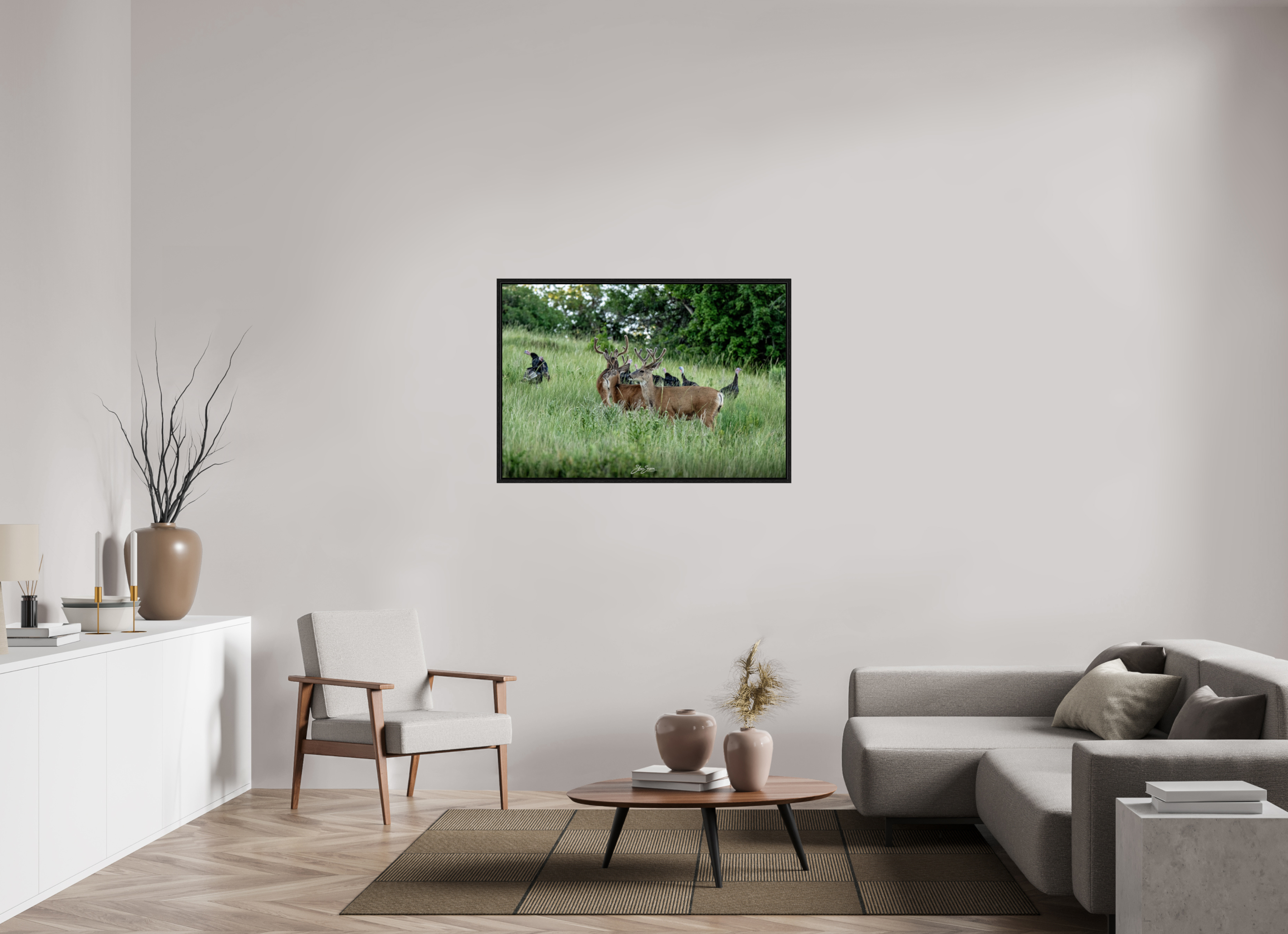45.4 x 31″, Floater Frame Turky Deer