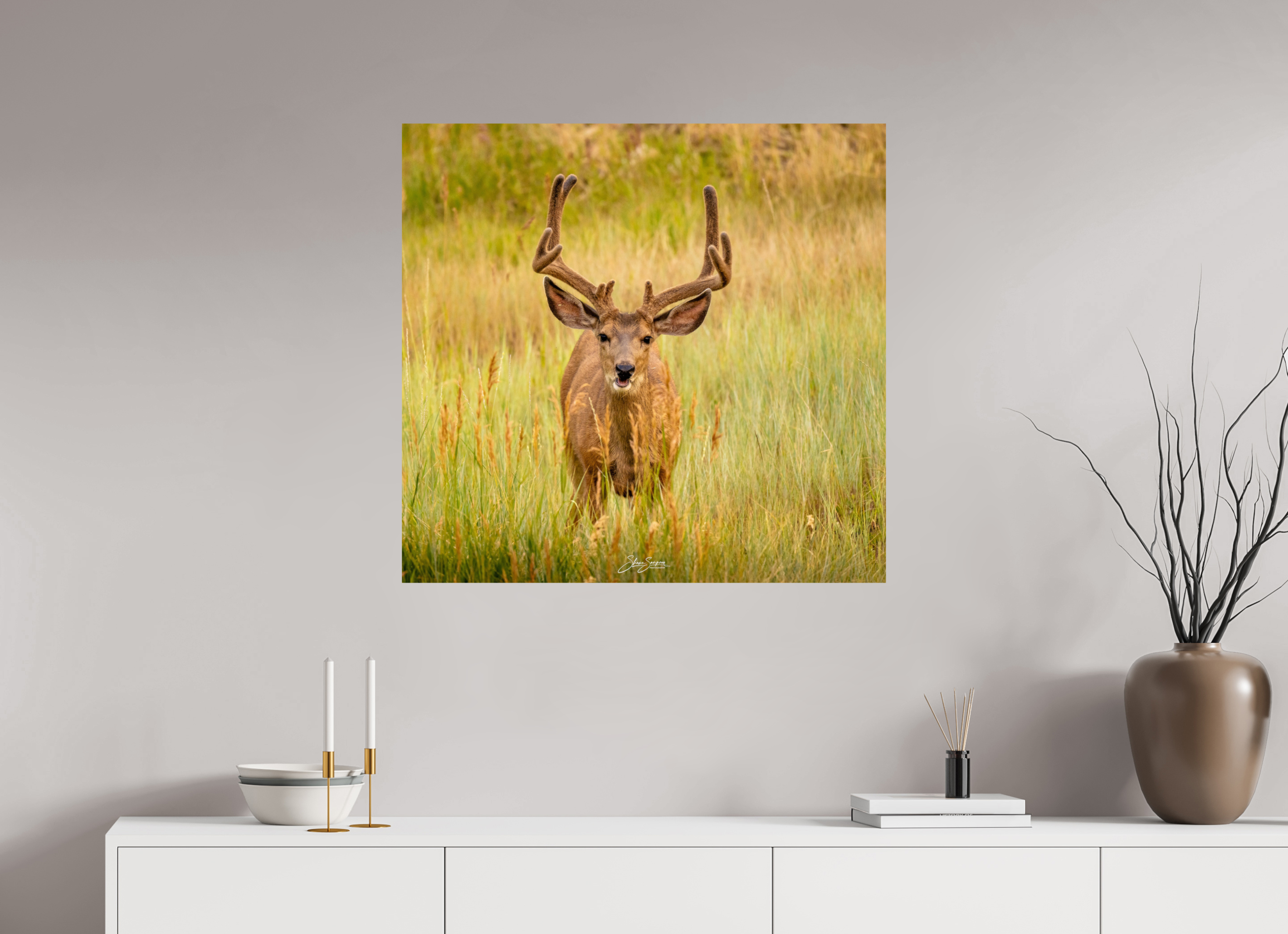 32.6 x 31″, Metal Deer