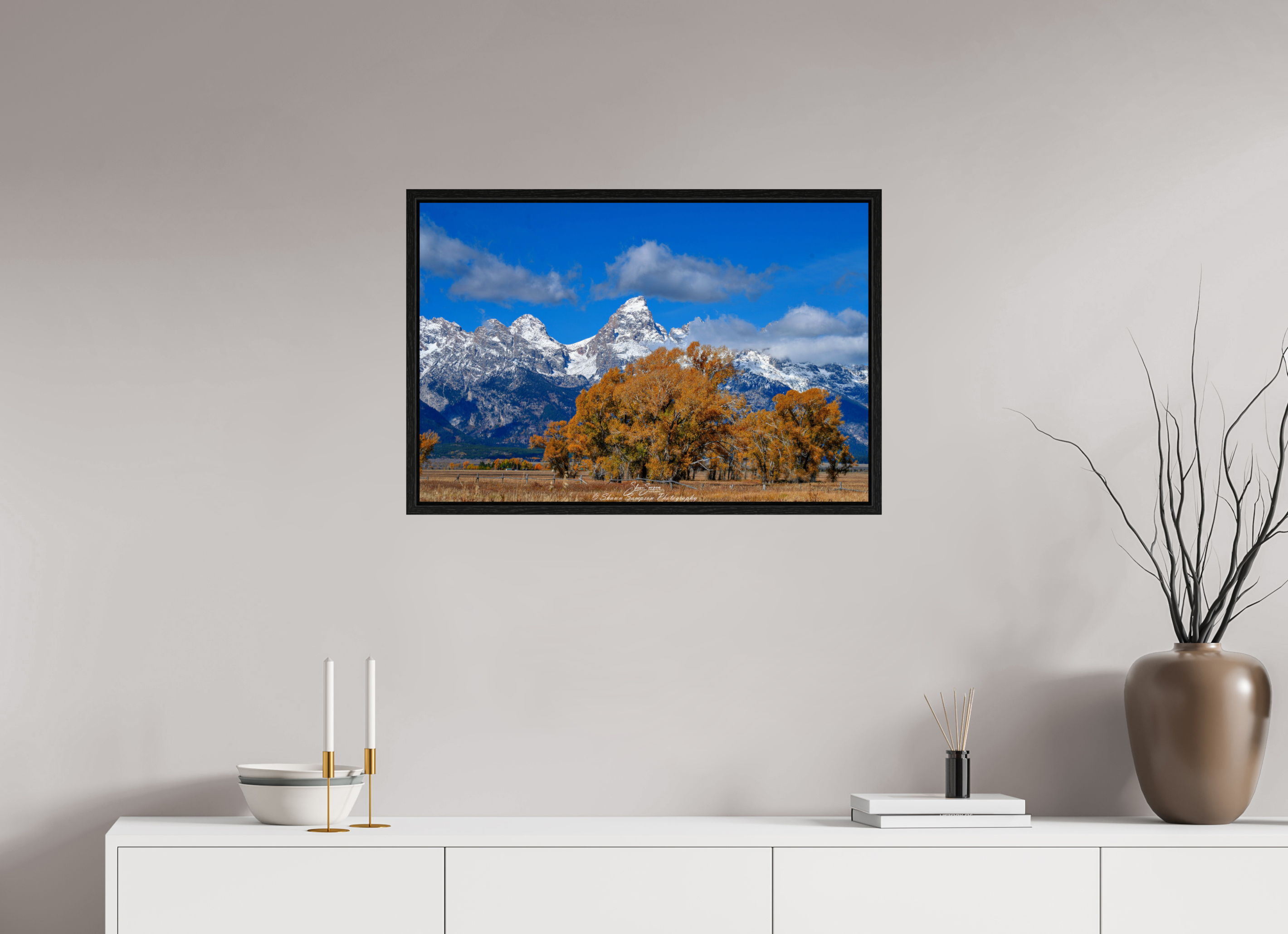 30 x 20″, Floater Frame Tetons