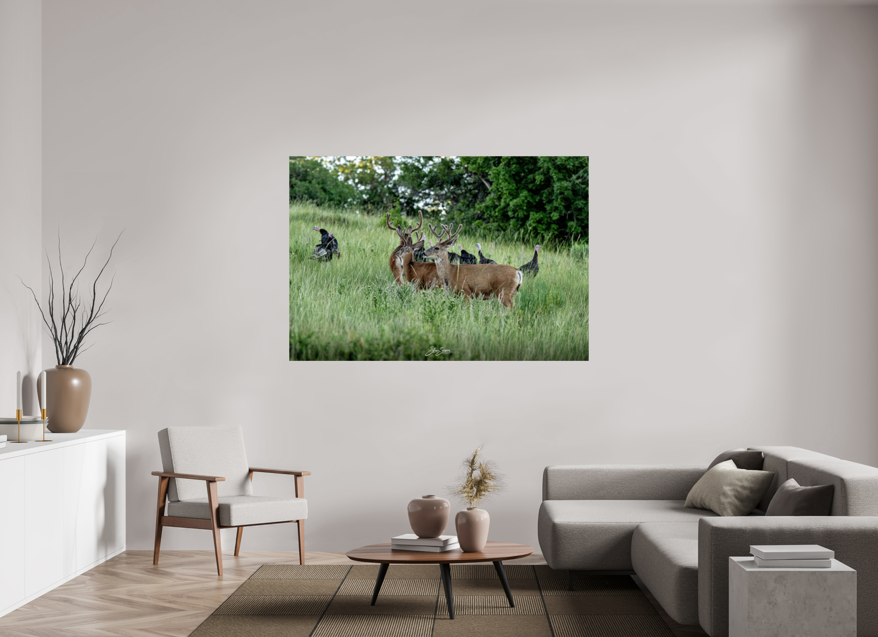 68.8 x 47″, Metal Turky Deer
