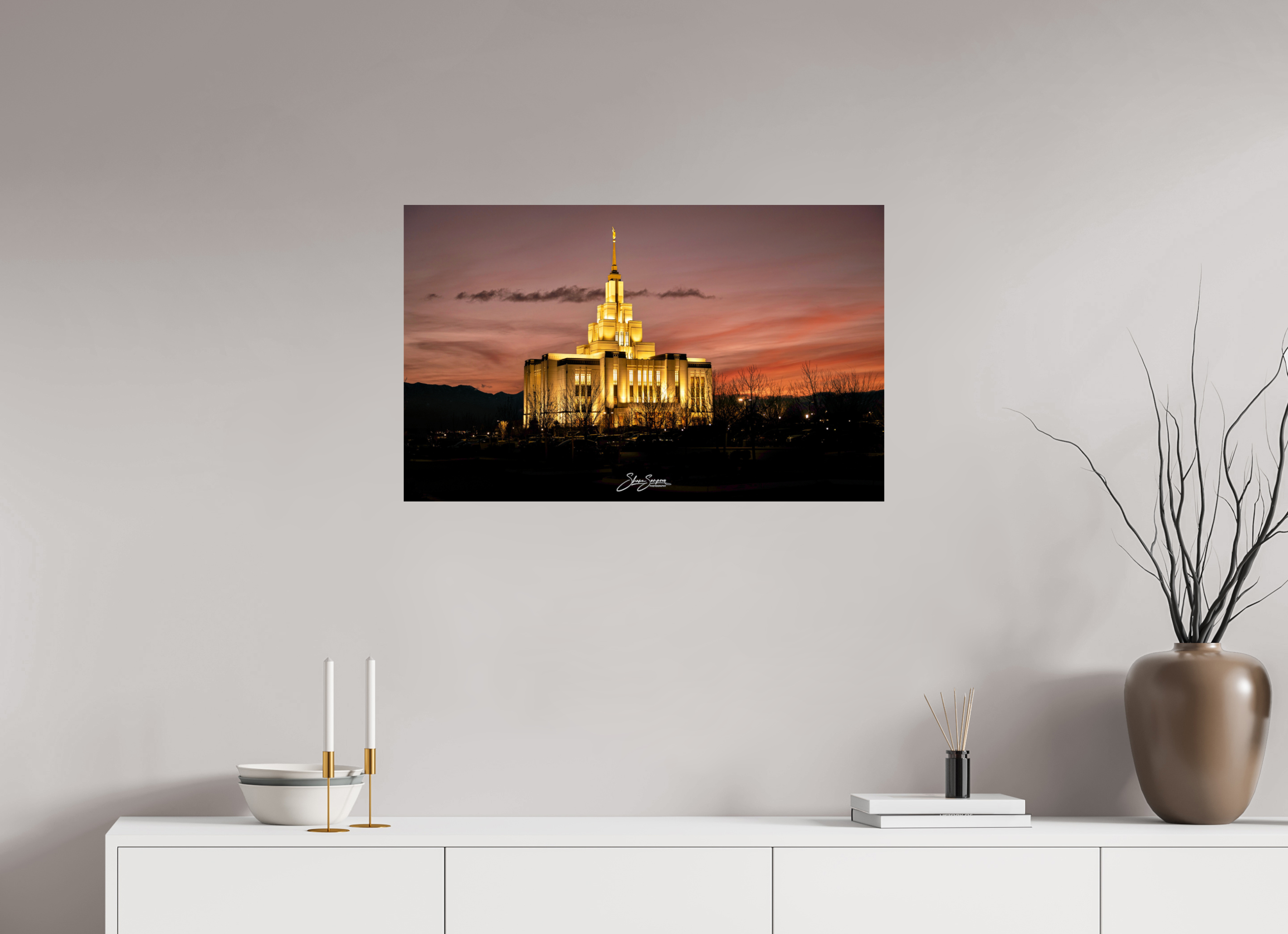 32.4 x 20″, Metal Saratoga Springs Temple