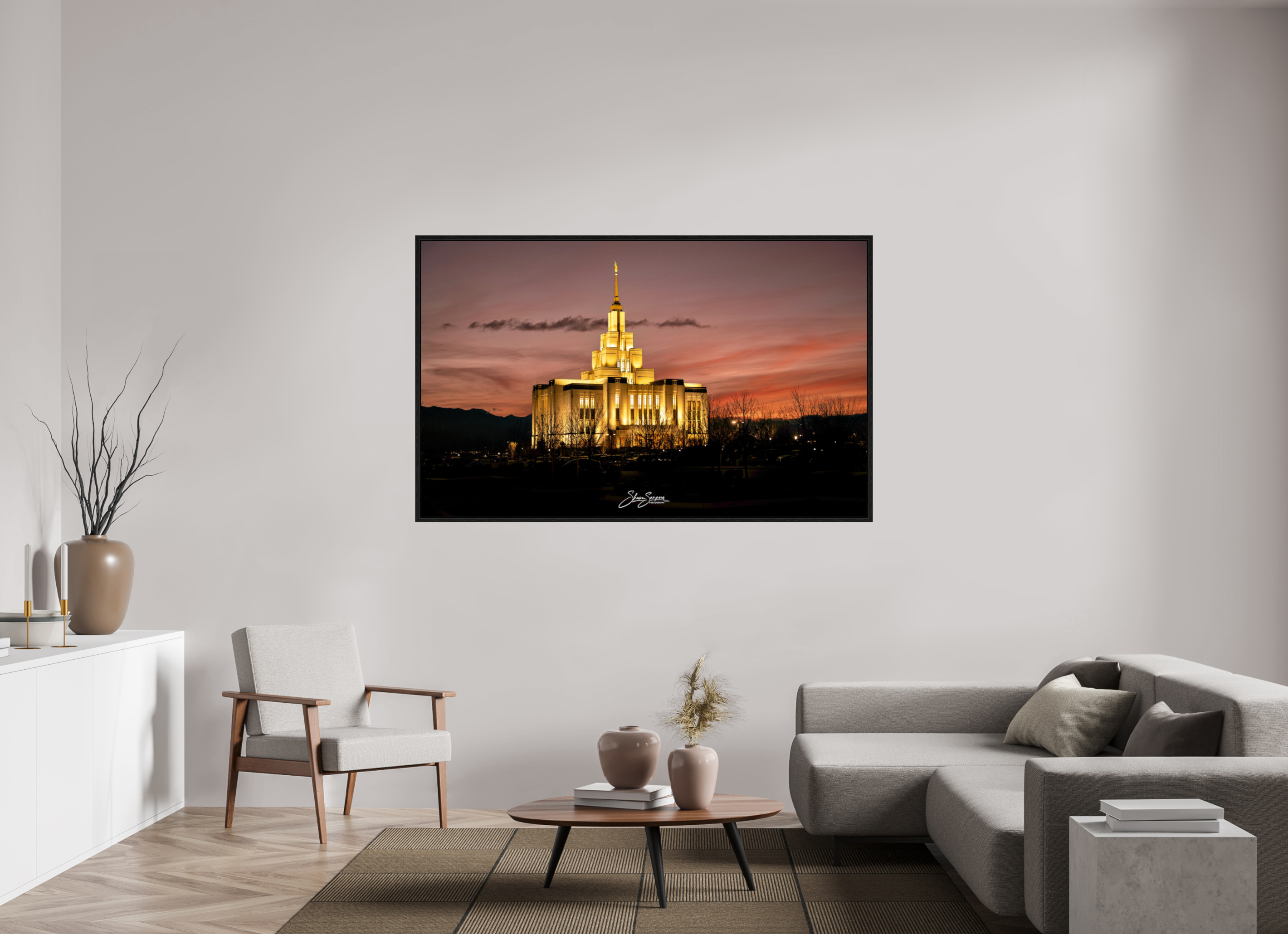 69.6 x 43″, Floater Frame Saratoga Springs Temple