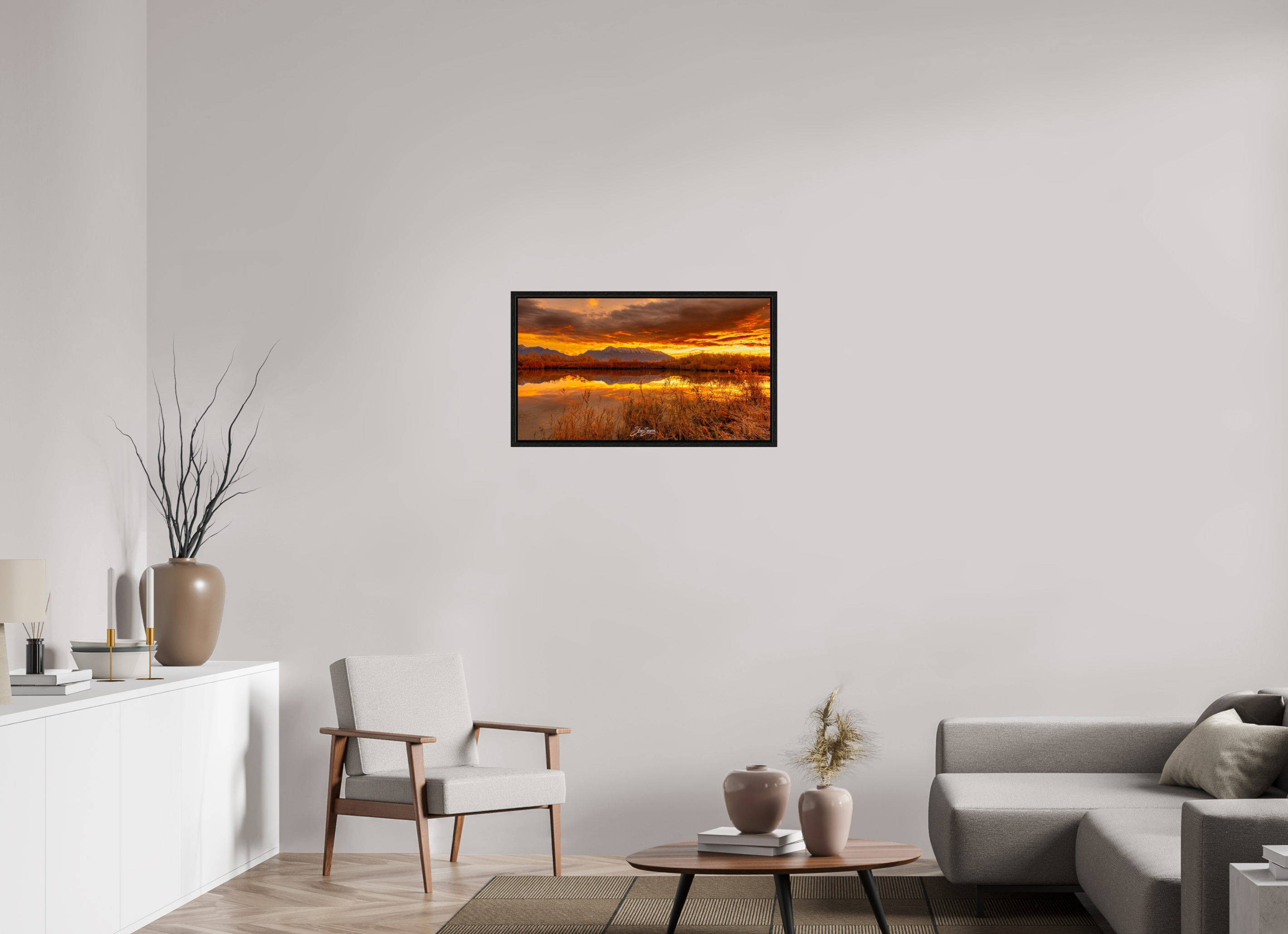 32 x 18″, Floater Frame Golden Morning