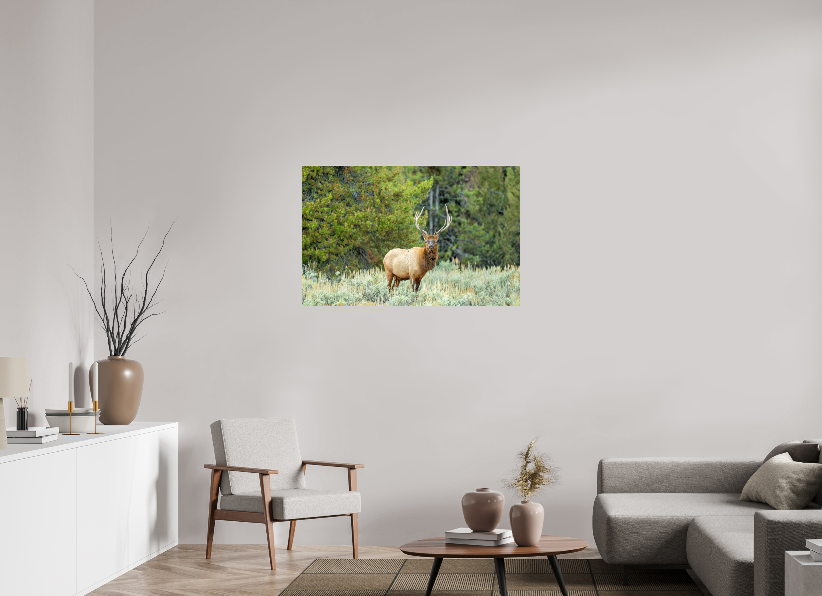 43.6 x 28″, Metal Elk