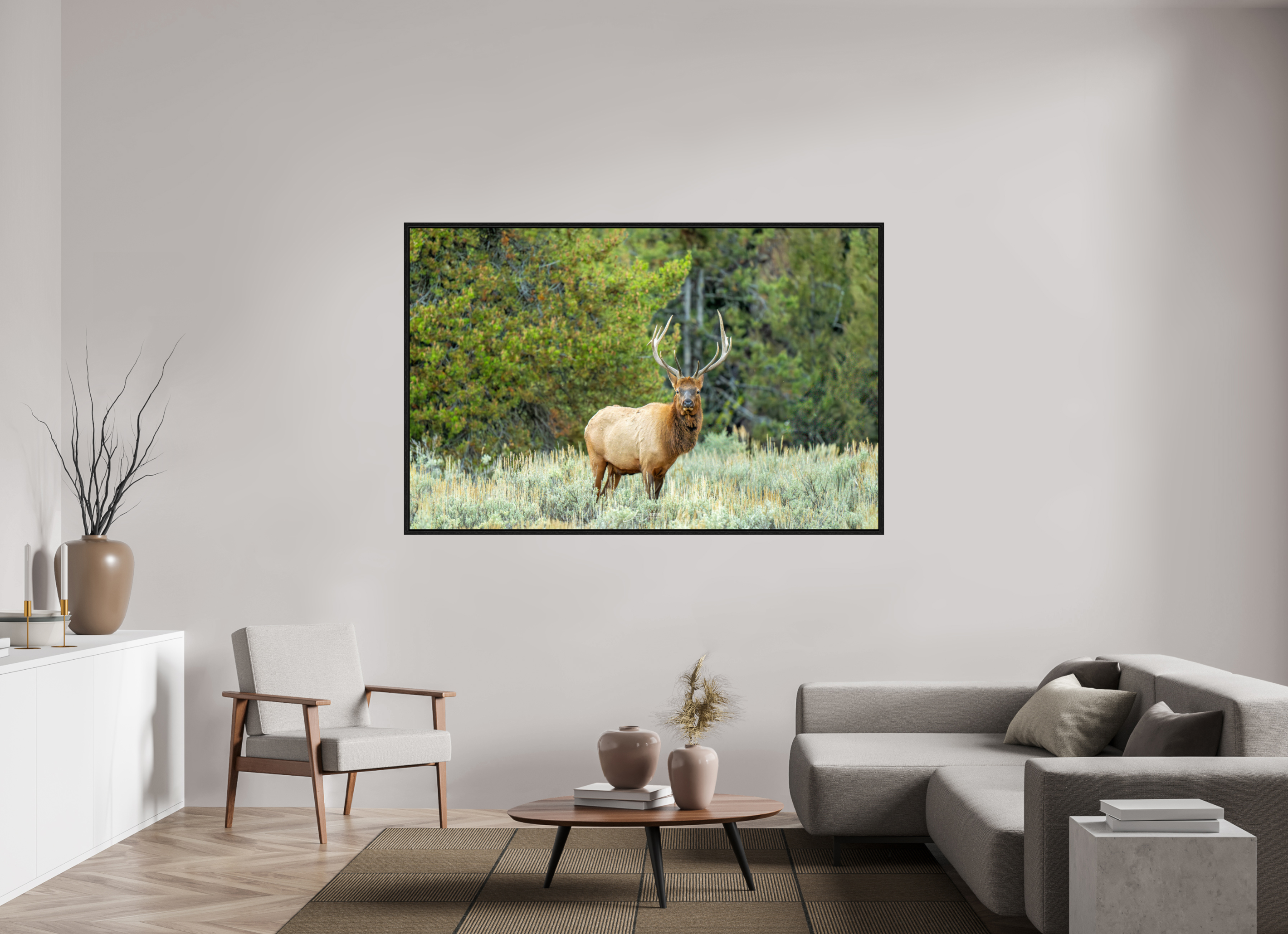 73.1 x 47″, Floater Frame Elk