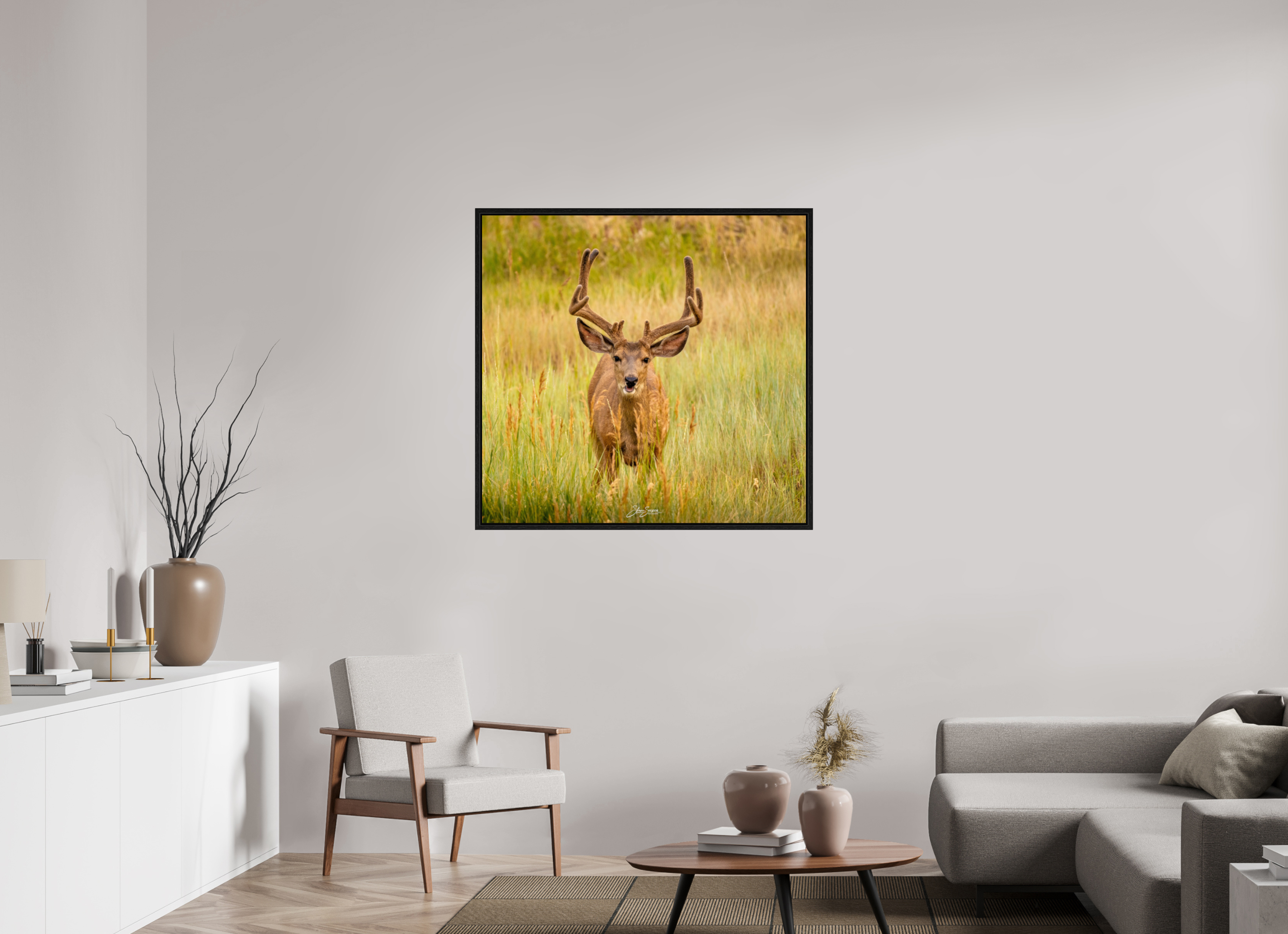 41.1 x 39″, Floater Frame Deer