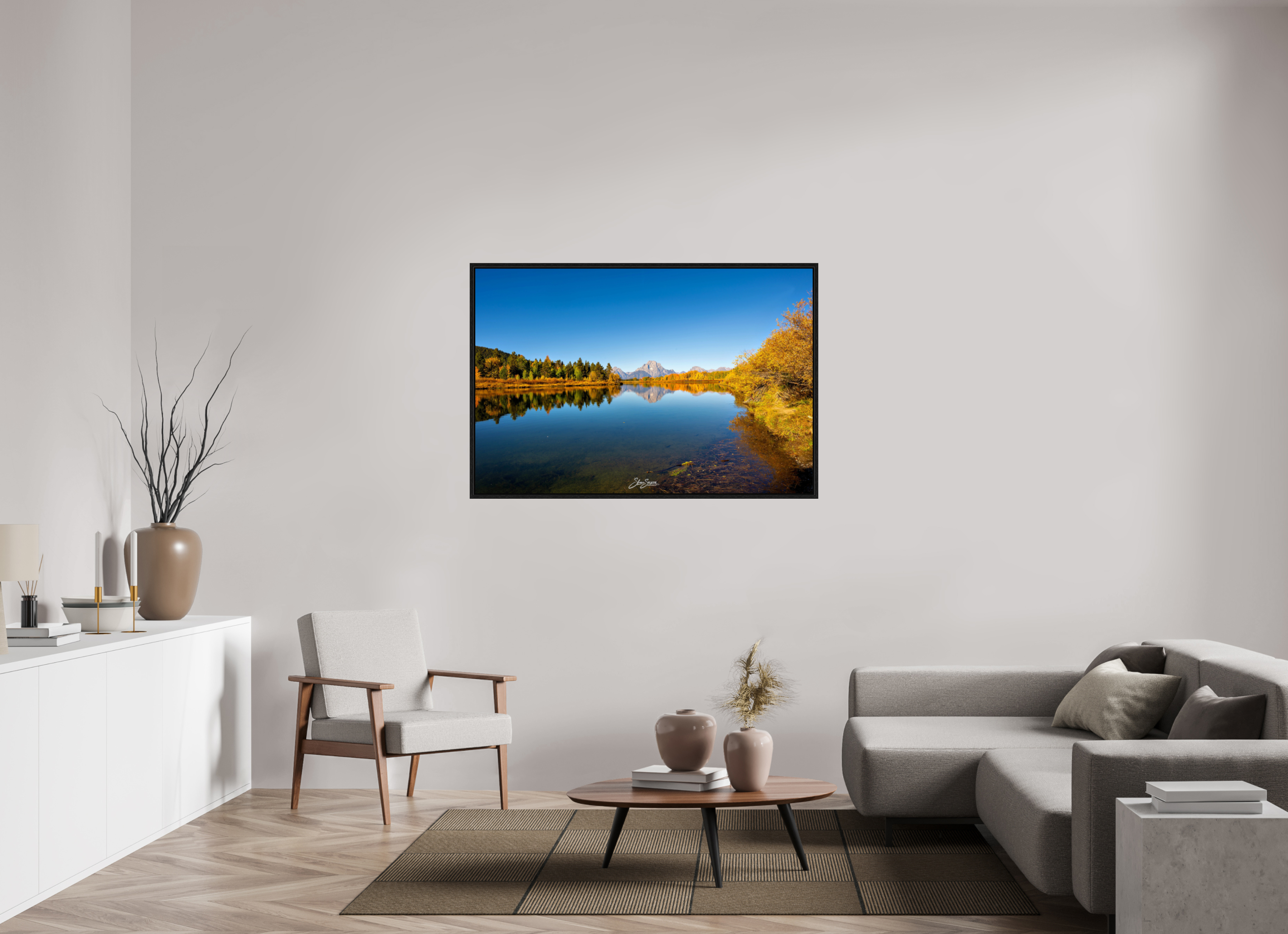 54 x 36″, Floater Frame Tetons in autumn