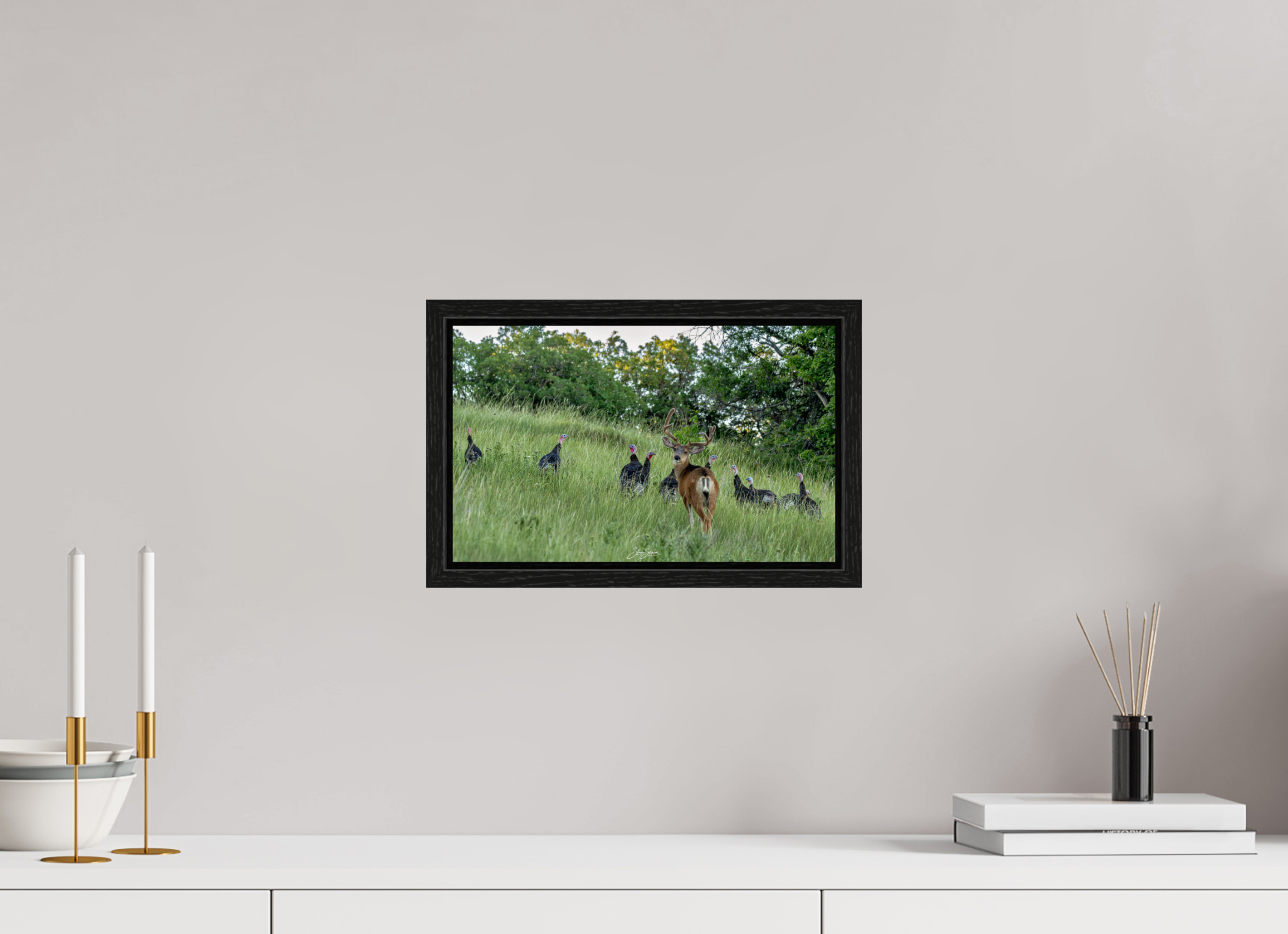 13 x 8″, Floater Frame Deer Turky 3