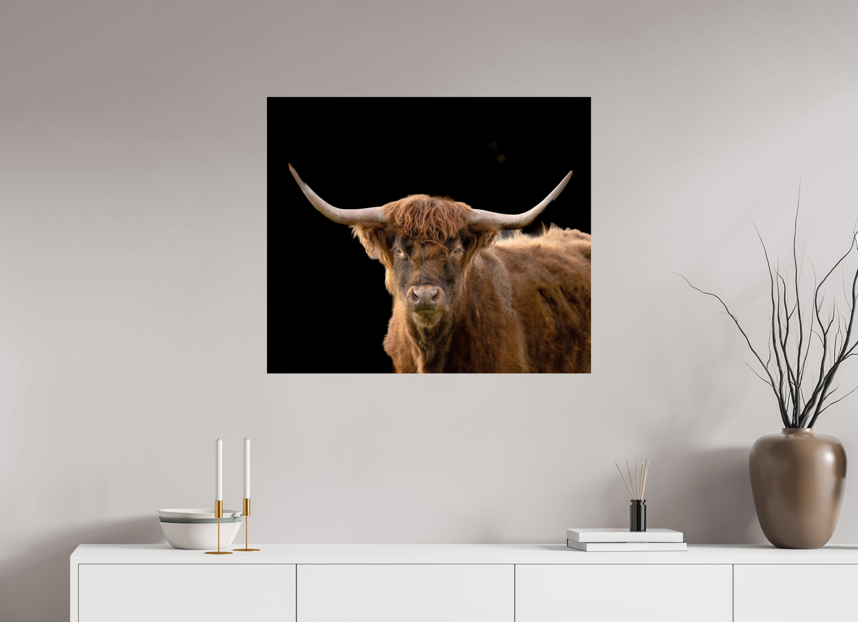 32.8 x 28″, Metal The Long Horn