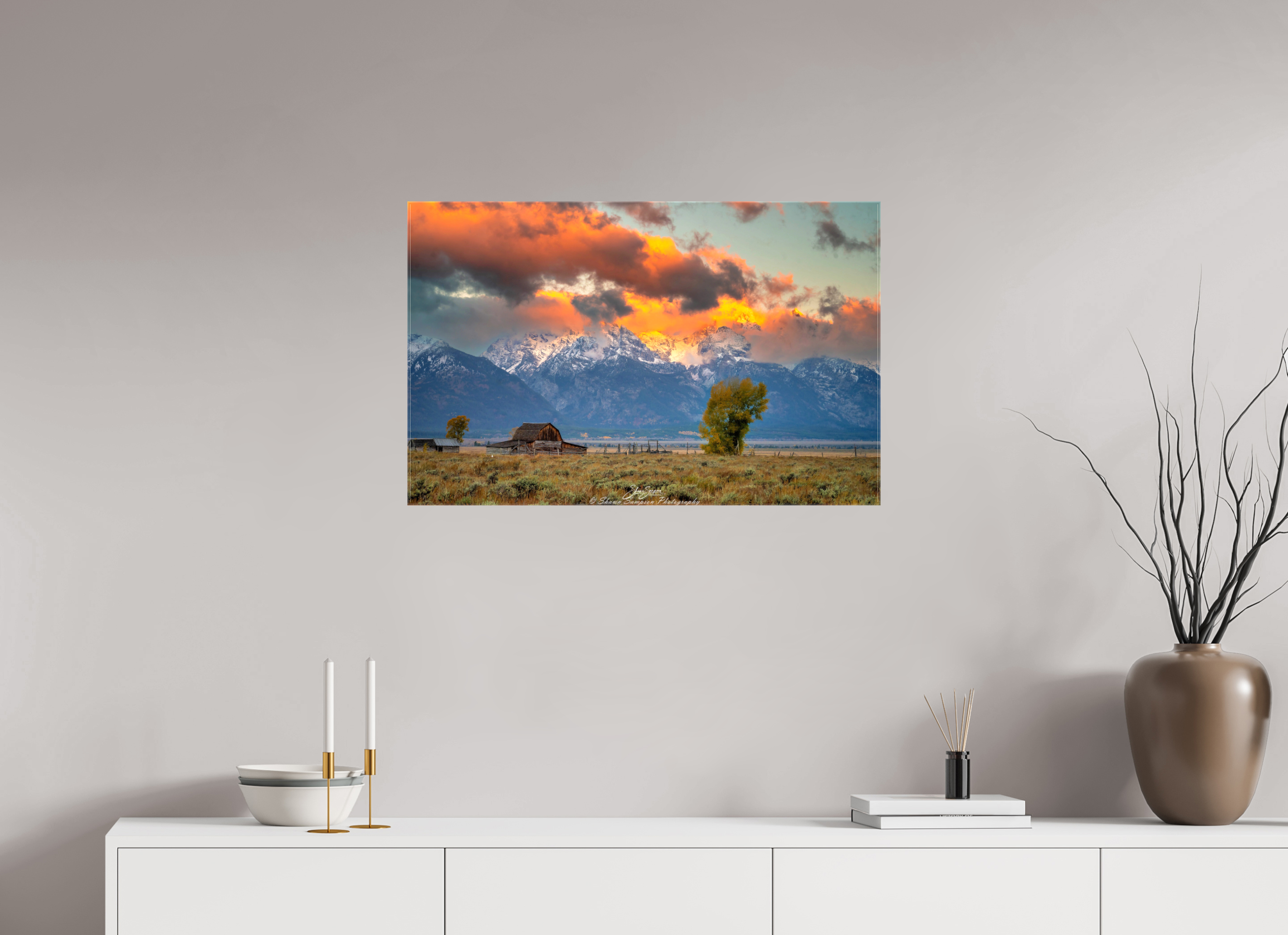 31.4 x 20″, Canvas Tetons on Fire