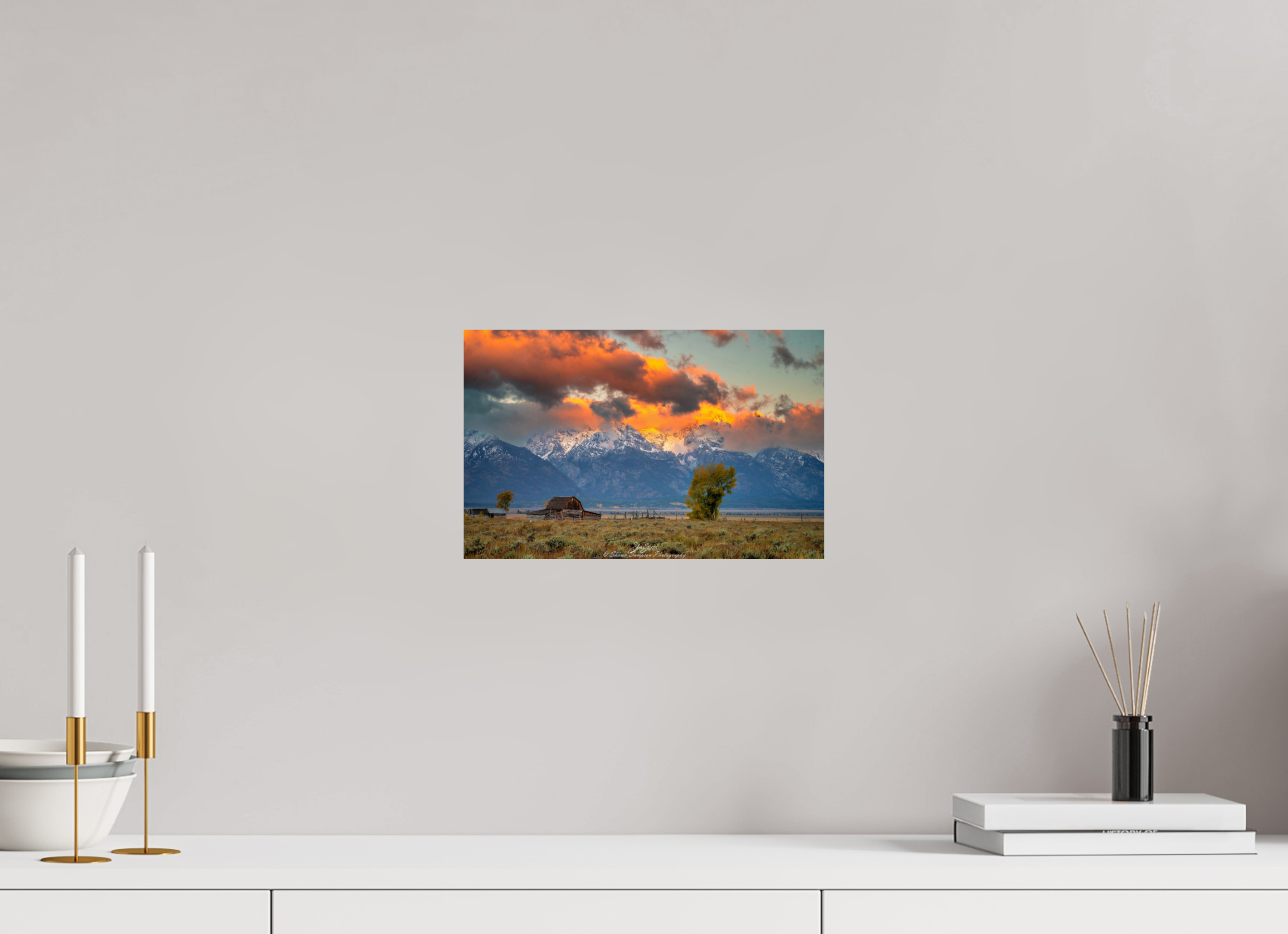 12.6 x 8″, Photo Print On Fuji Crystal DP II Tetons on Fire