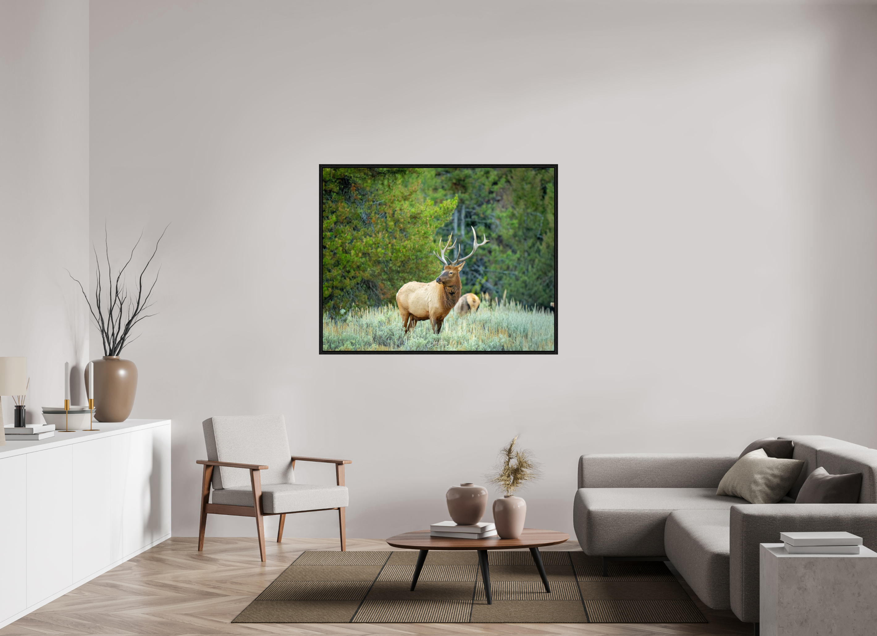 54.4 x 43″, Floater Frame Elk