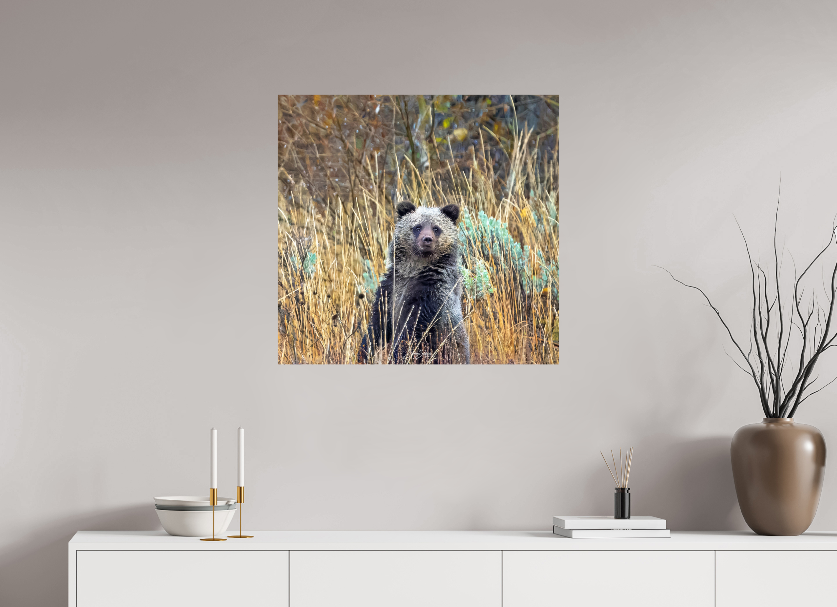 29.2 x 28″, Metal Cube looking for mom