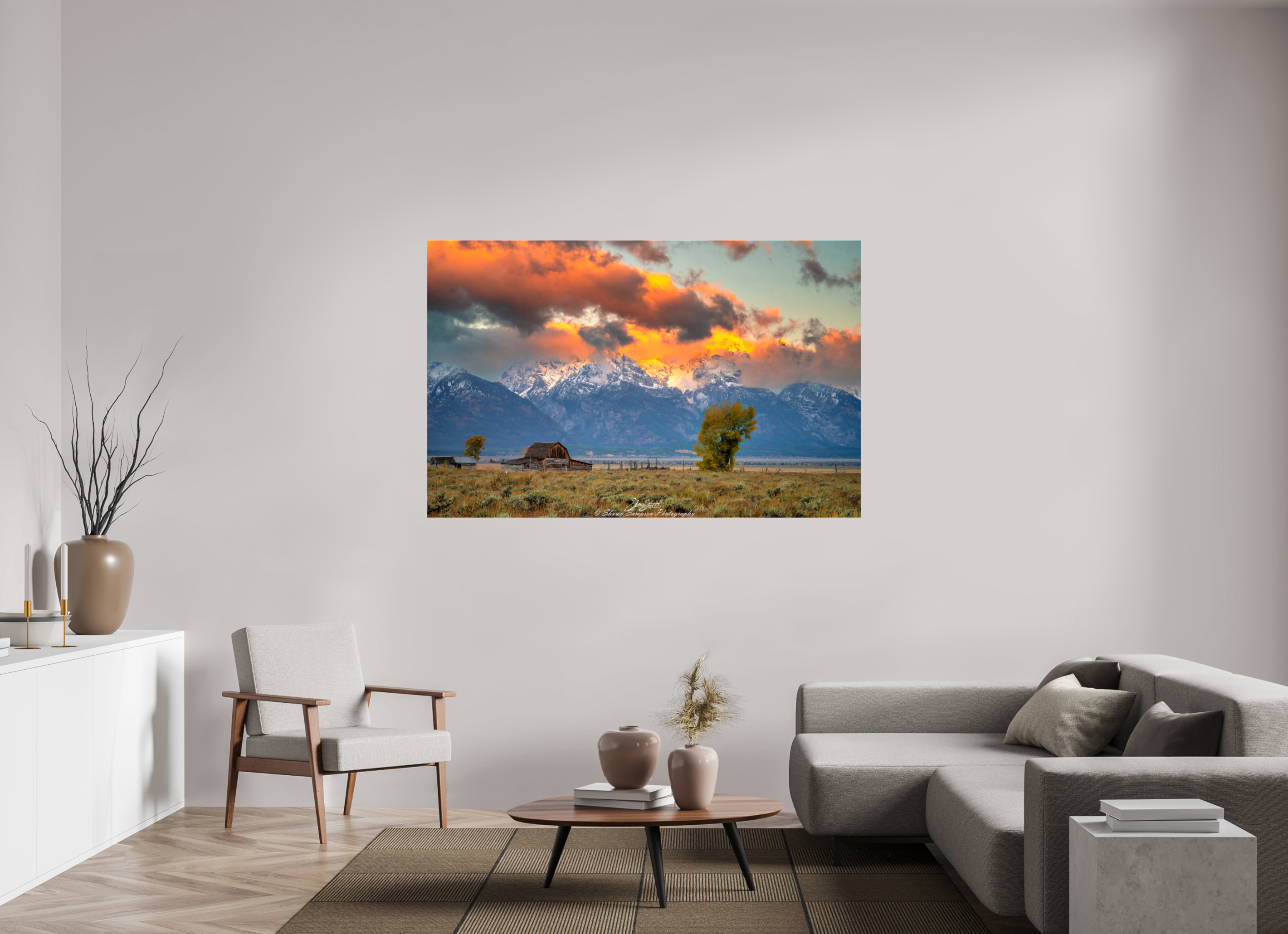 67.6 x 43″, Canvas Tetons on Fire