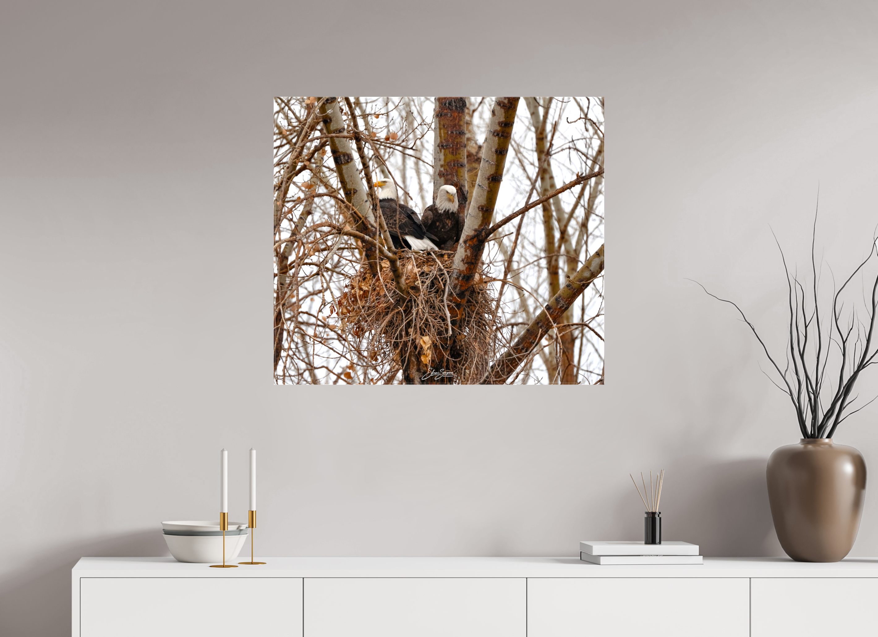 32.2 x 28″, Canvas Eagles in the nest