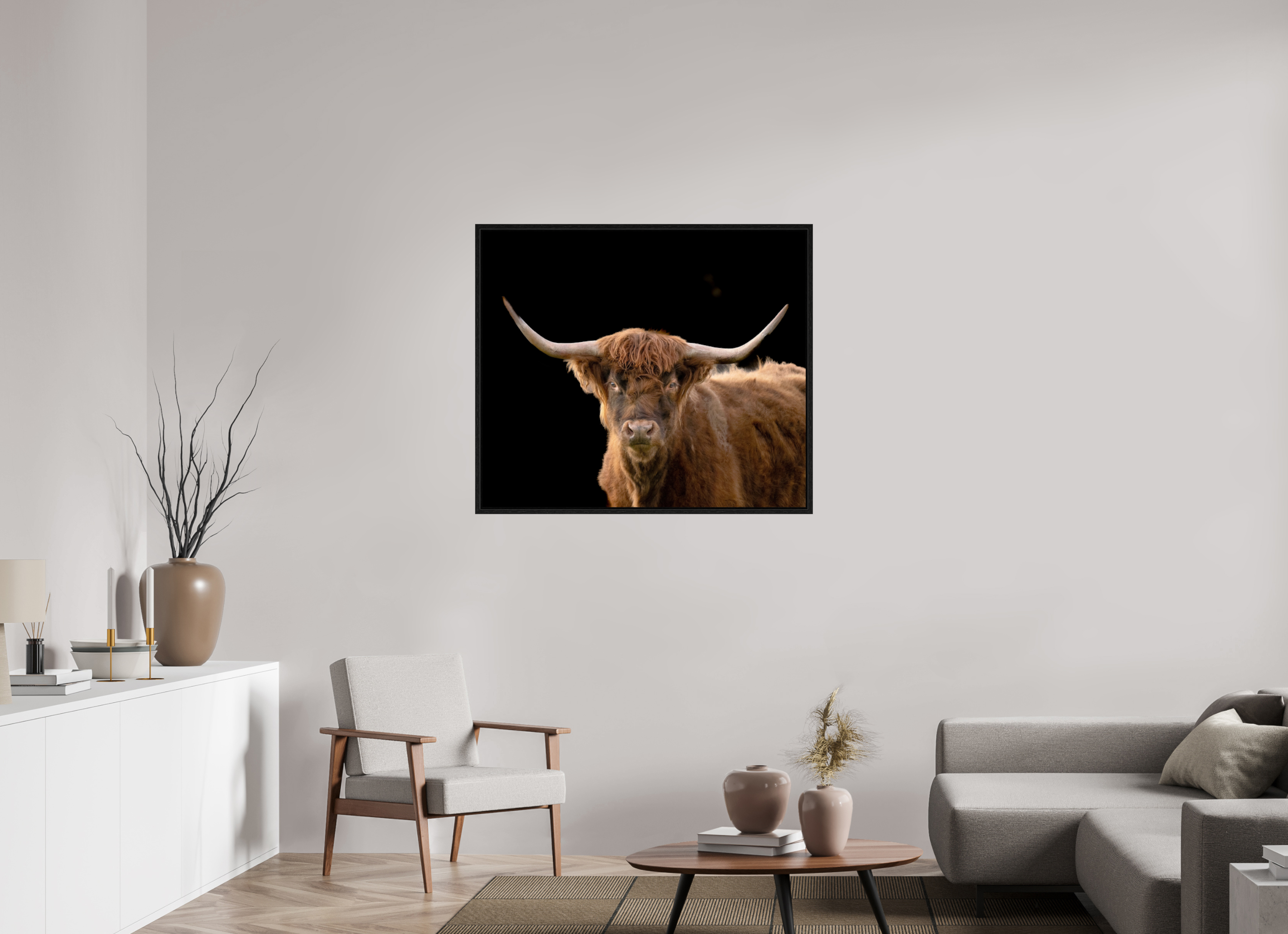 41 x 35″, Floater Frame The Long Horn