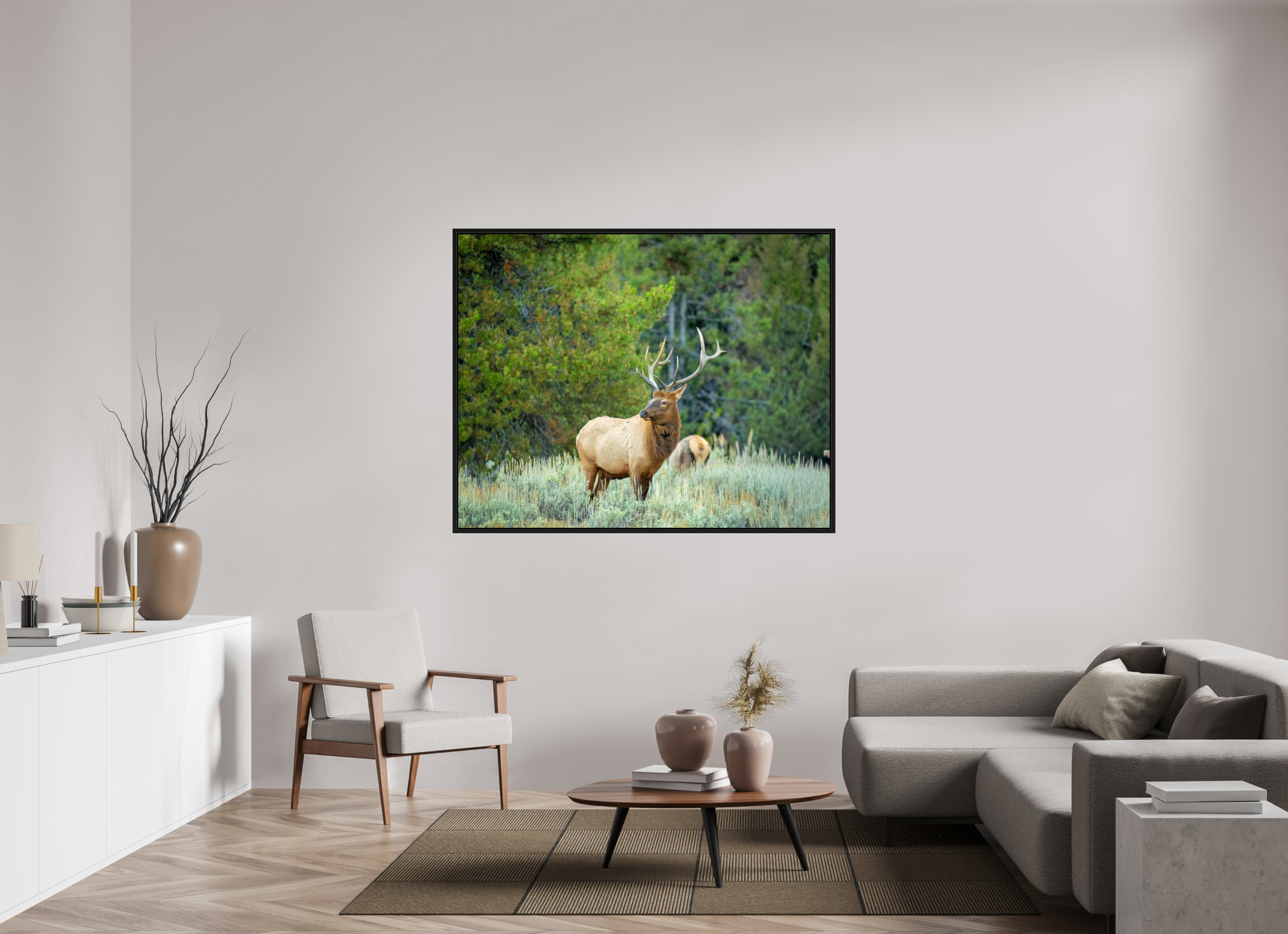 59.5 x 47″, Floater Frame Elk