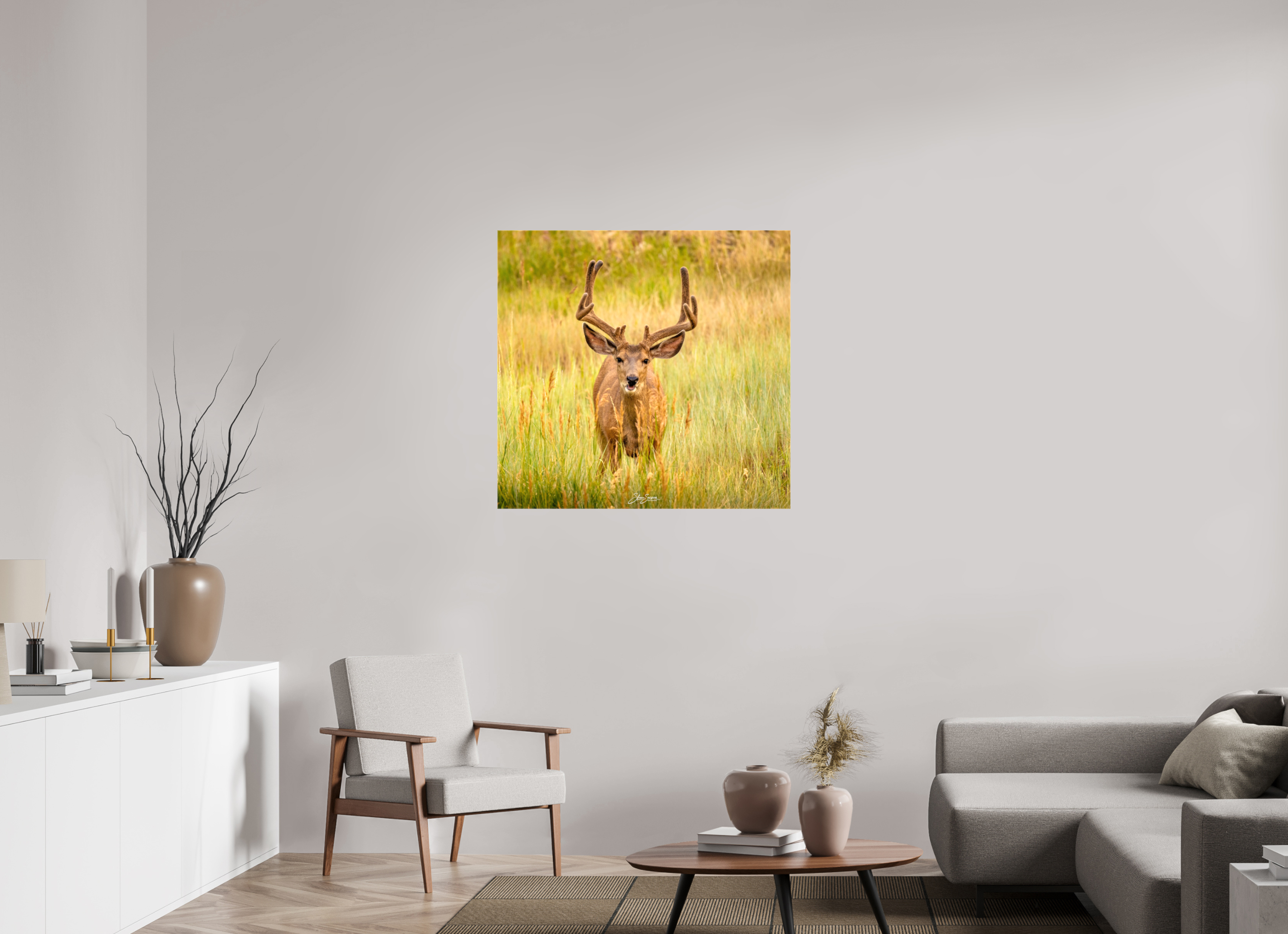 36.9 x 35″, Canvas Deer