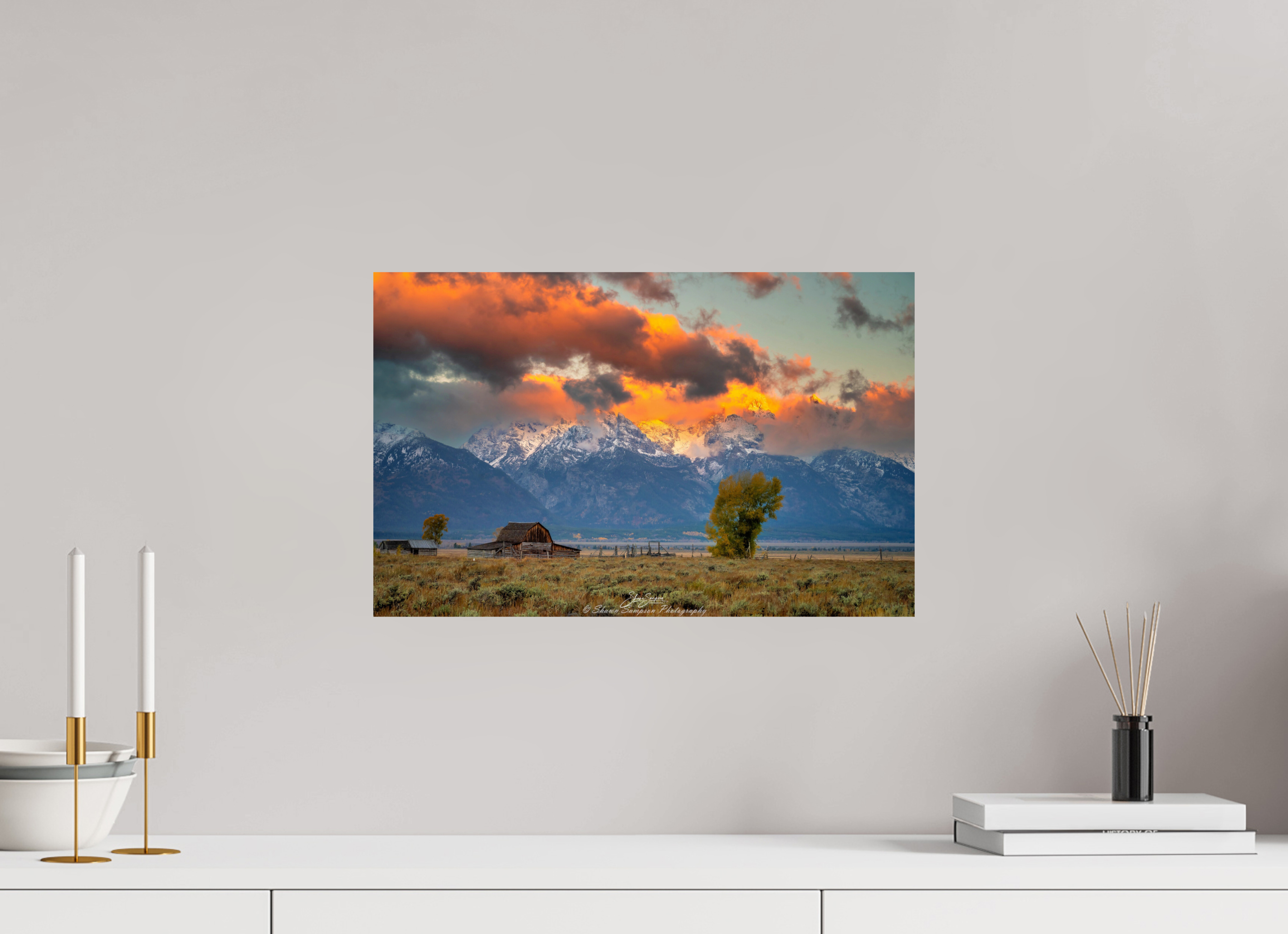 18.9 x 12″, Photo Print On Fuji Crystal DP II Tetons on Fire