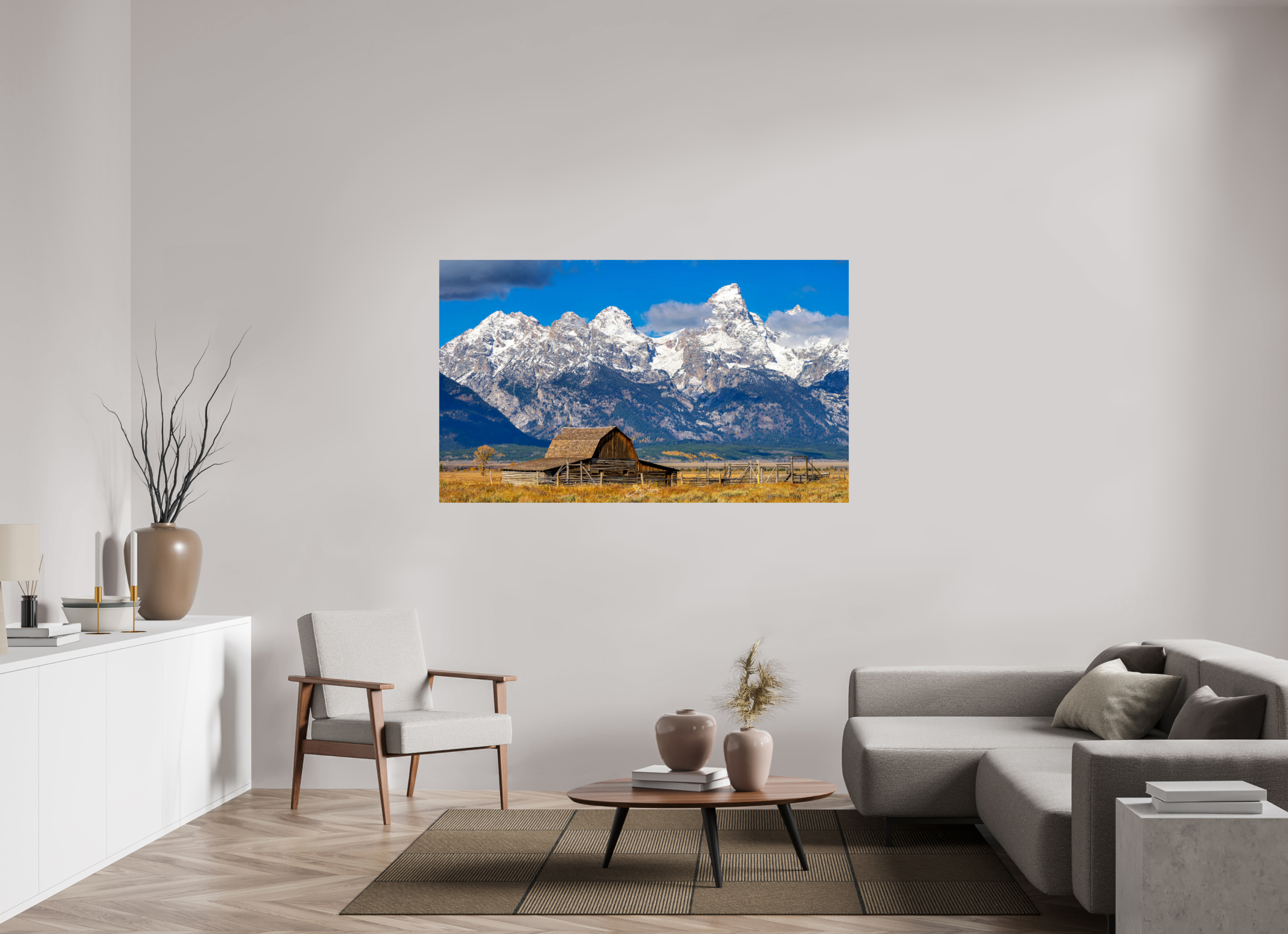 65.8 x 39″, Metal Tetons