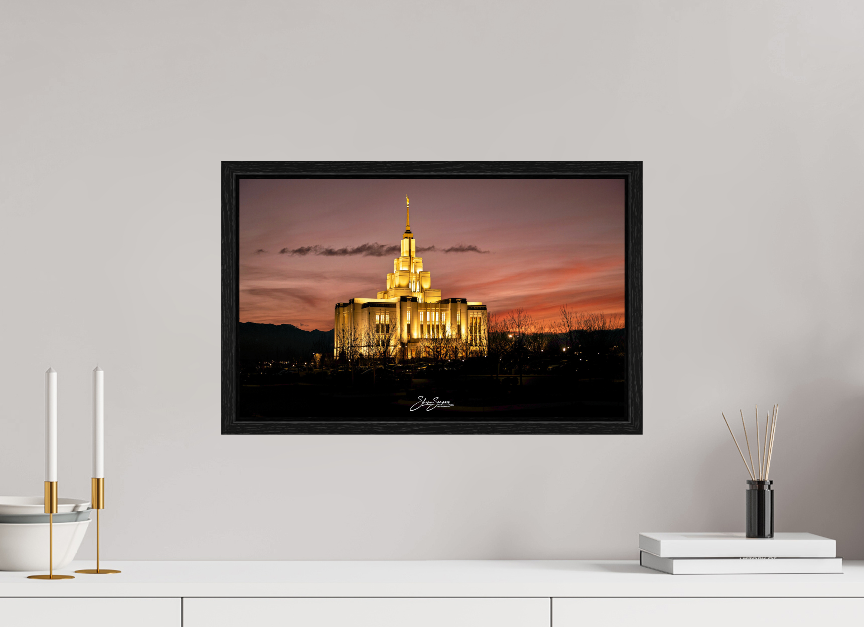 19.4 x 12″, Floater Frame Saratoga Springs Temple