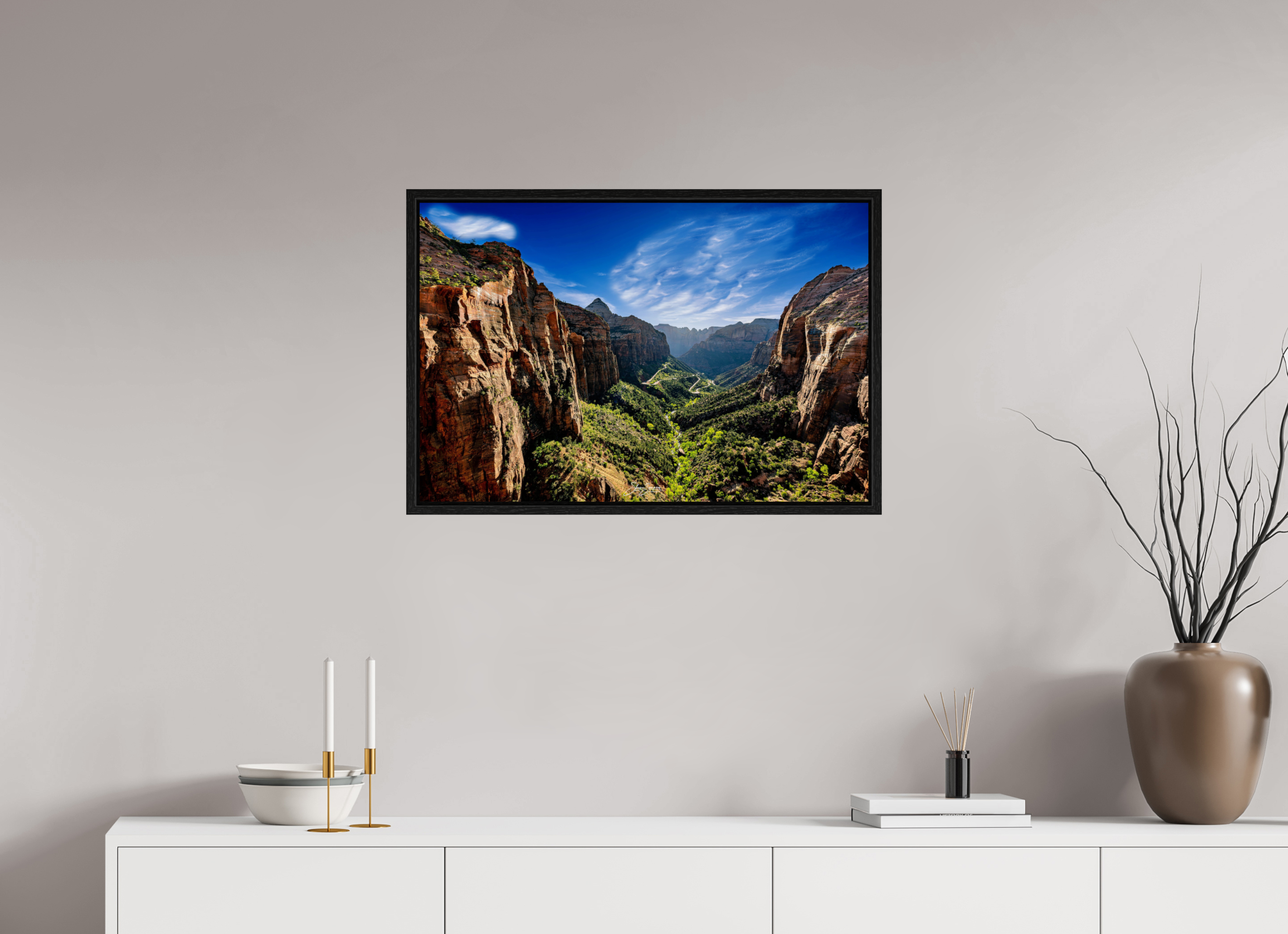 30 x 20″, Floater Frame Zion over lookf