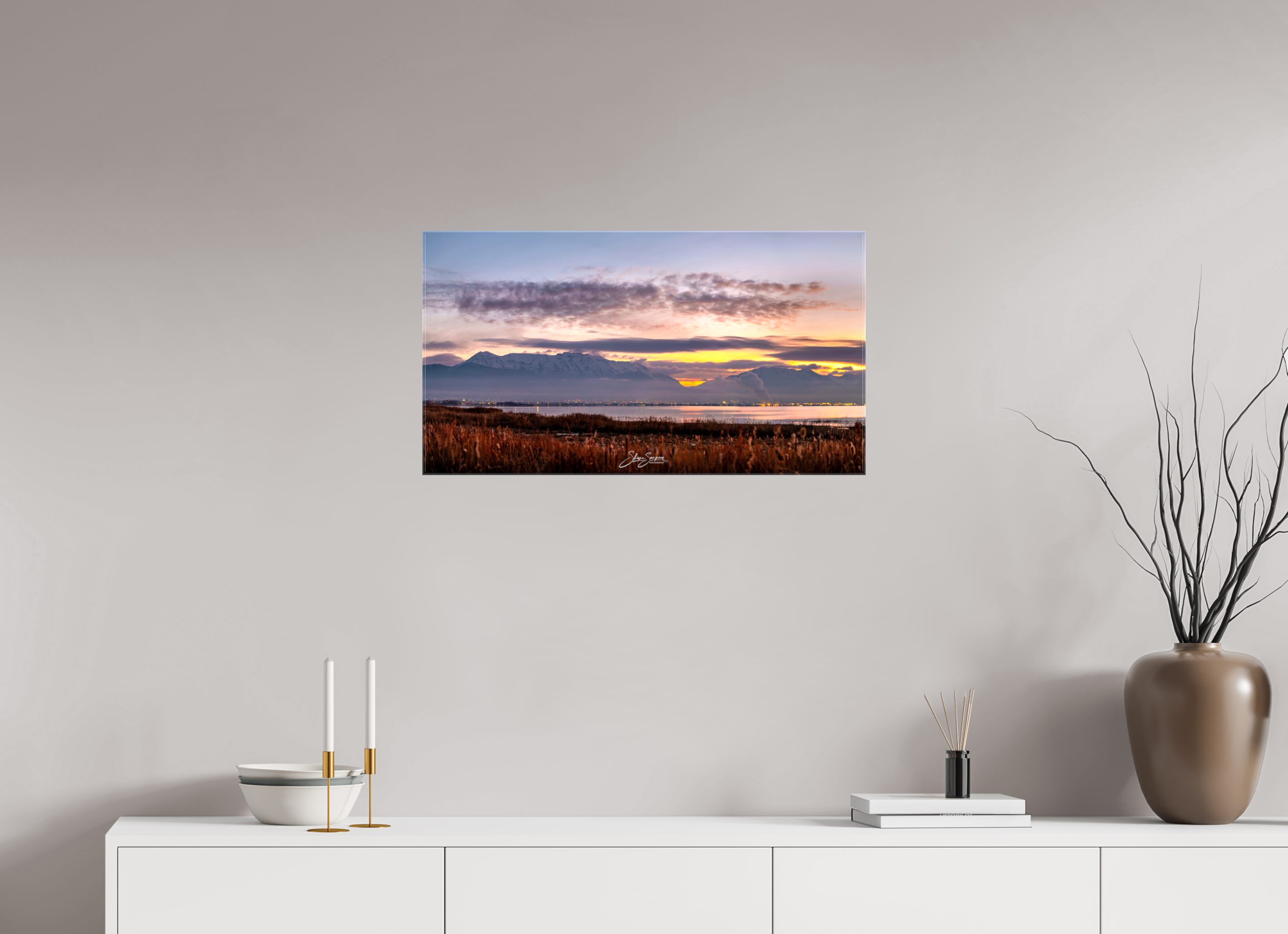 29.4 x 16″, Canvas Morning at the lake