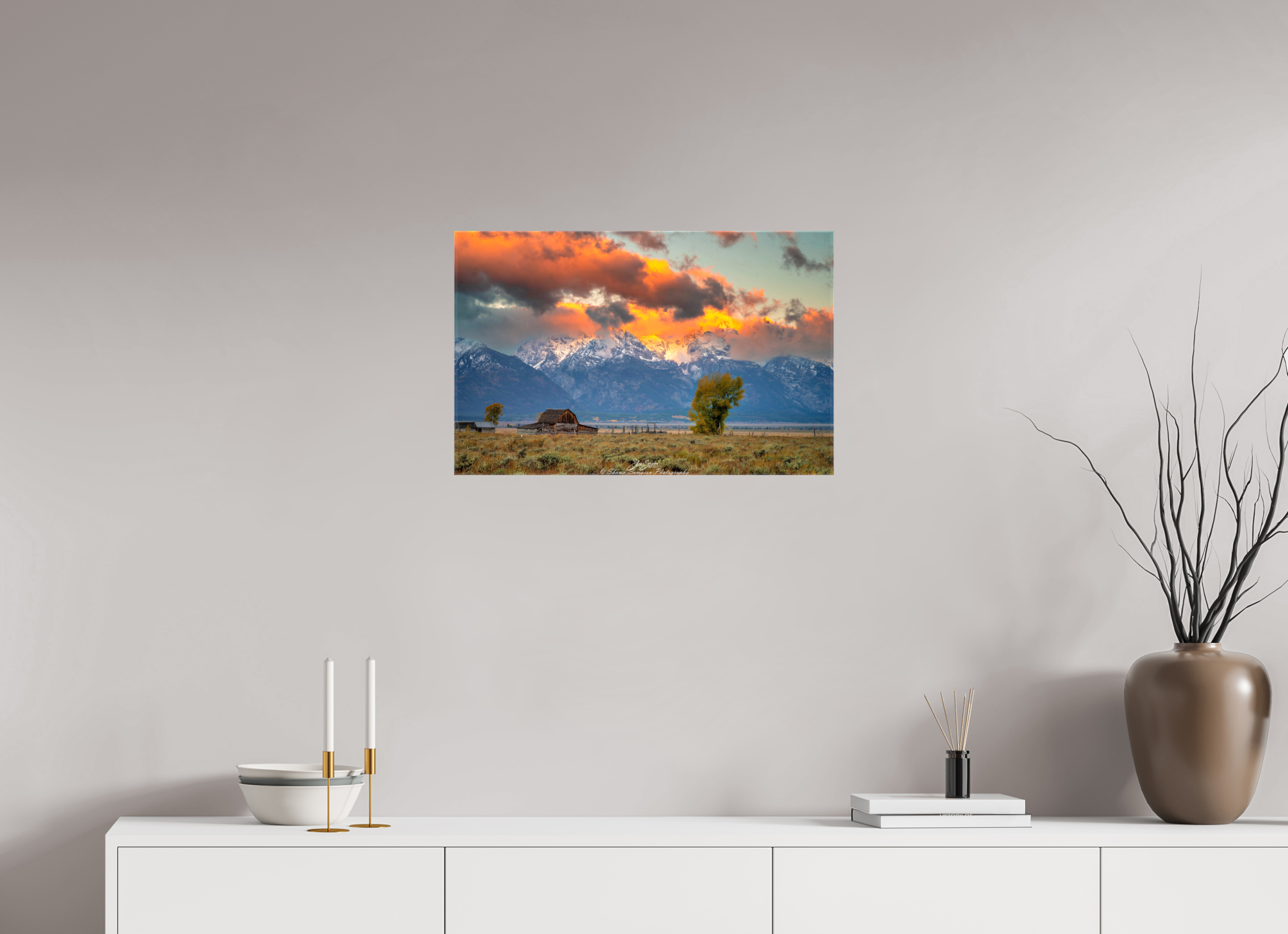 25.1 x 16″, Canvas Tetons on Fire