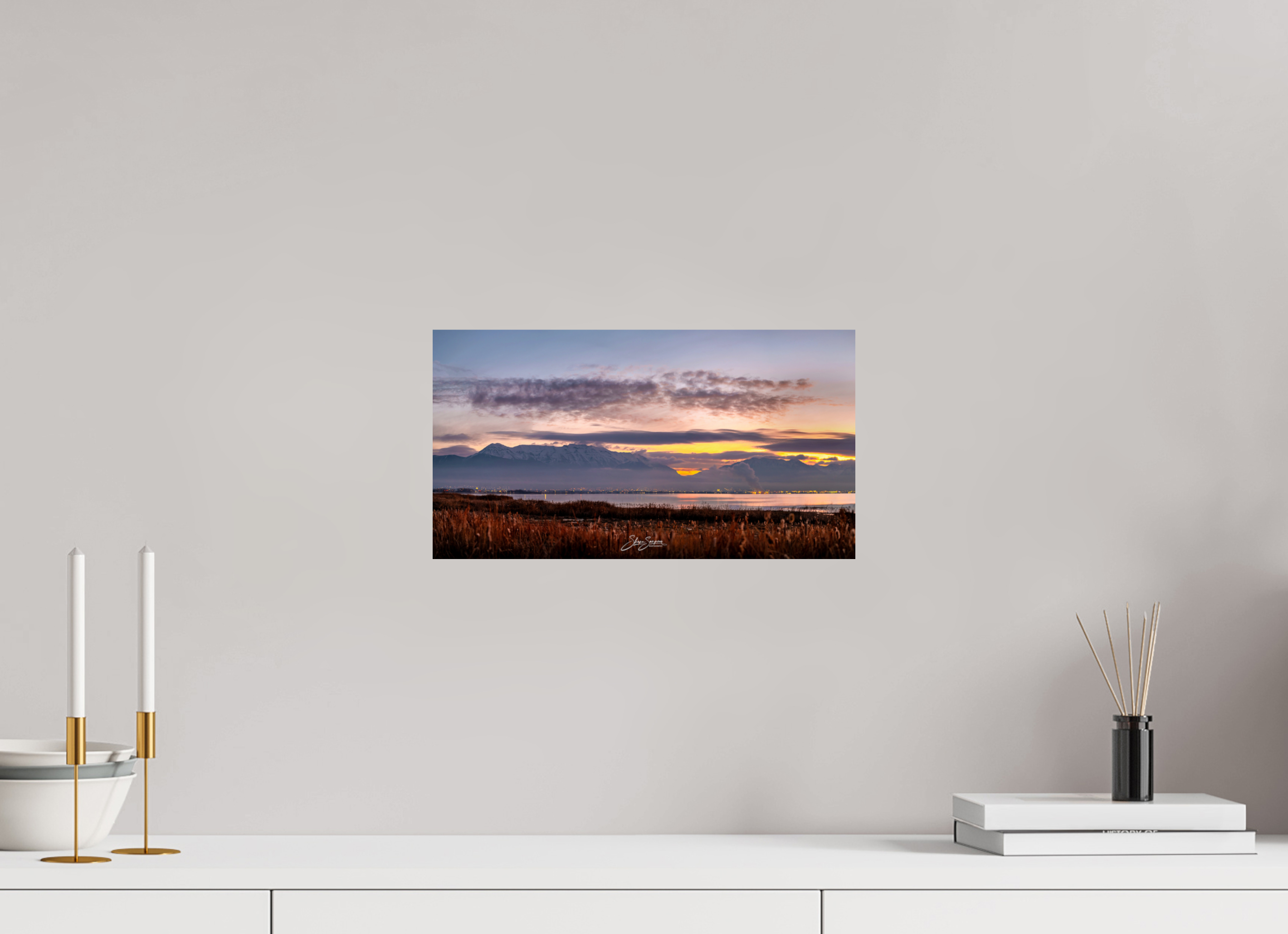 14.7 x 8″, Photo Print On Fuji Crystal DP II Morning at the lake