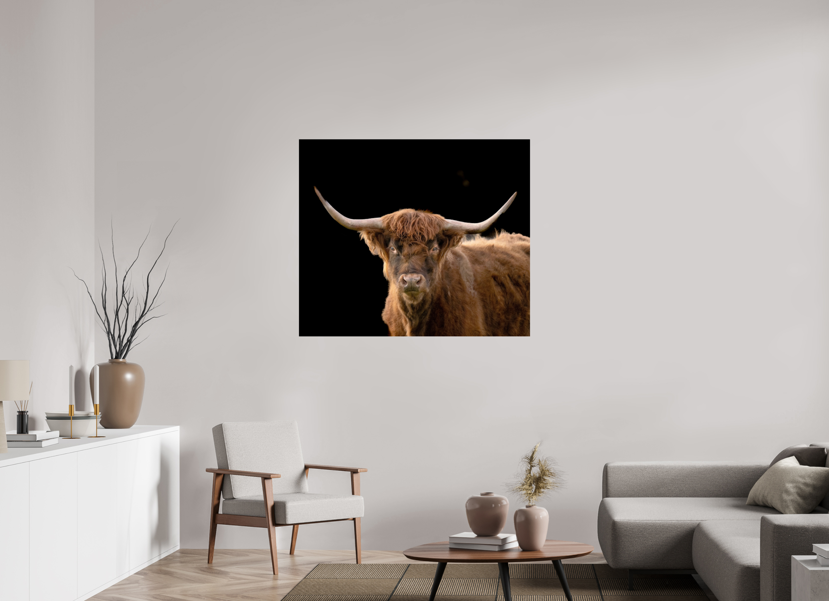 45.7 x 39″, Metal The Long Horn