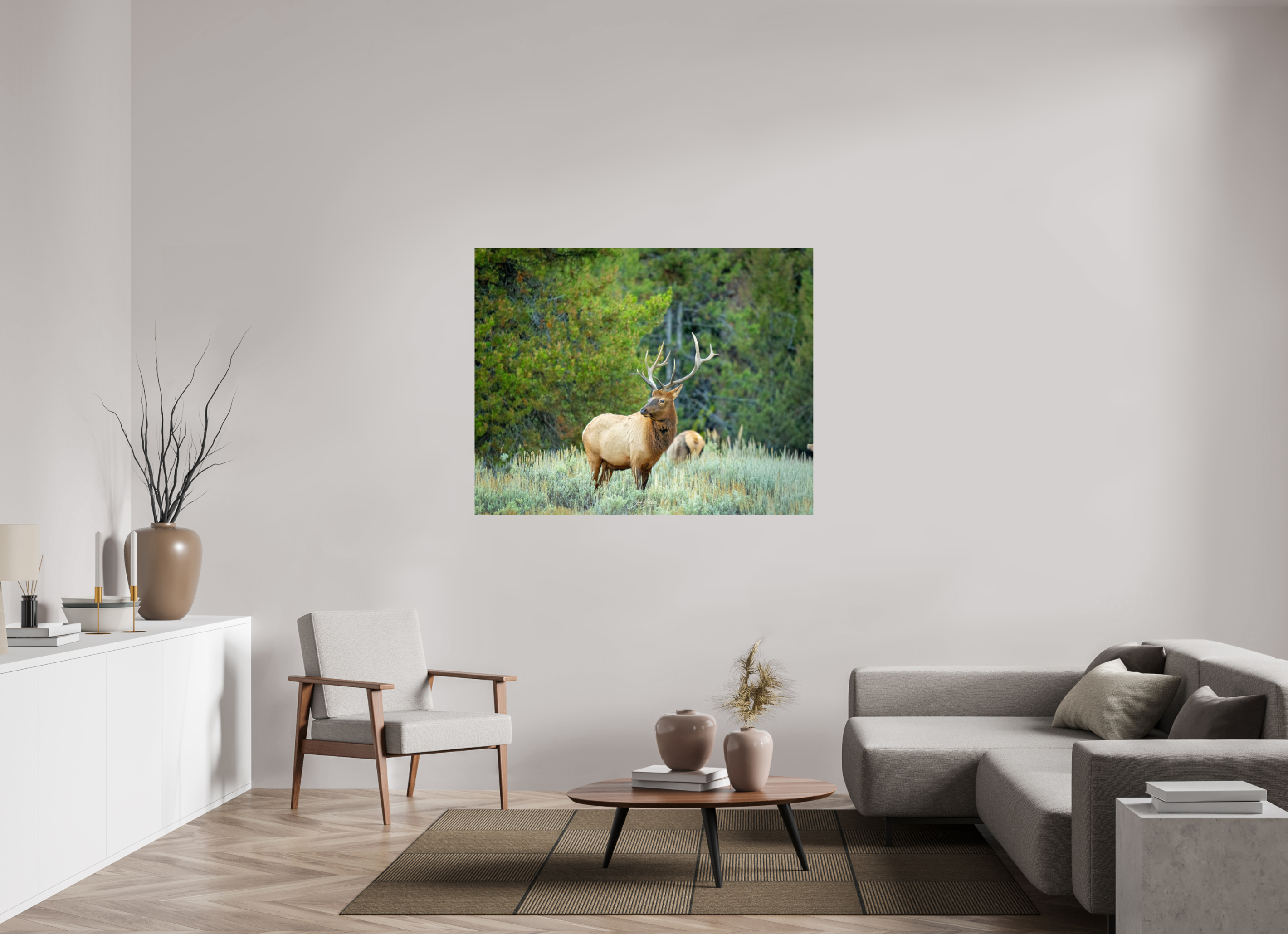 54.4 x 43″, Metal Elk