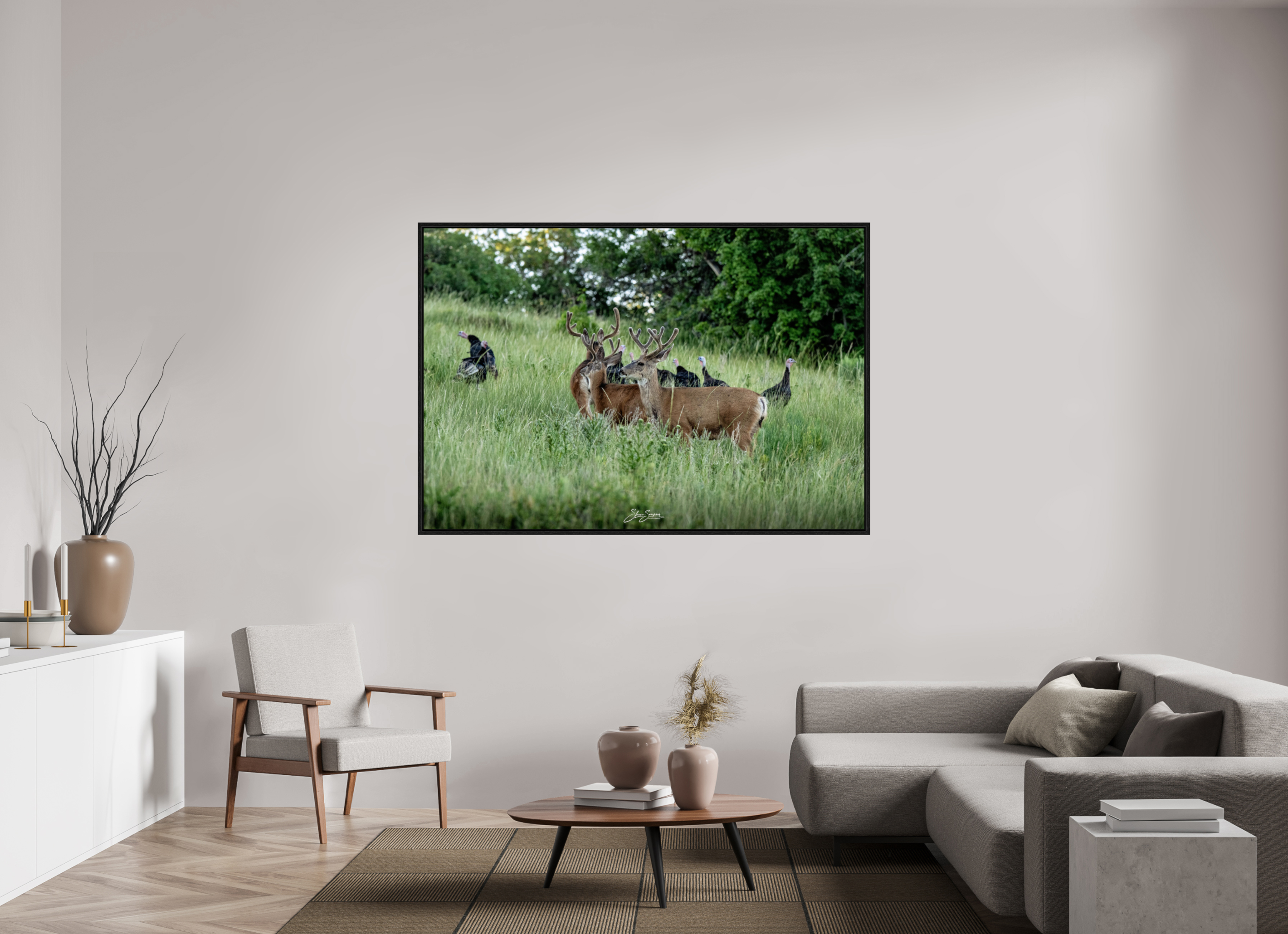 68.8 x 47″, Floater Frame Turky Deer