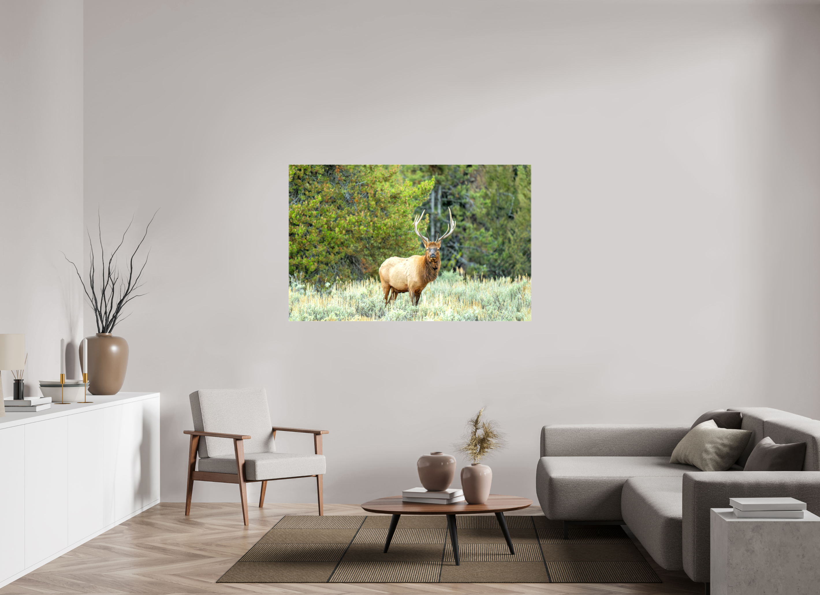 60.7 x 39″, Canvas Elk