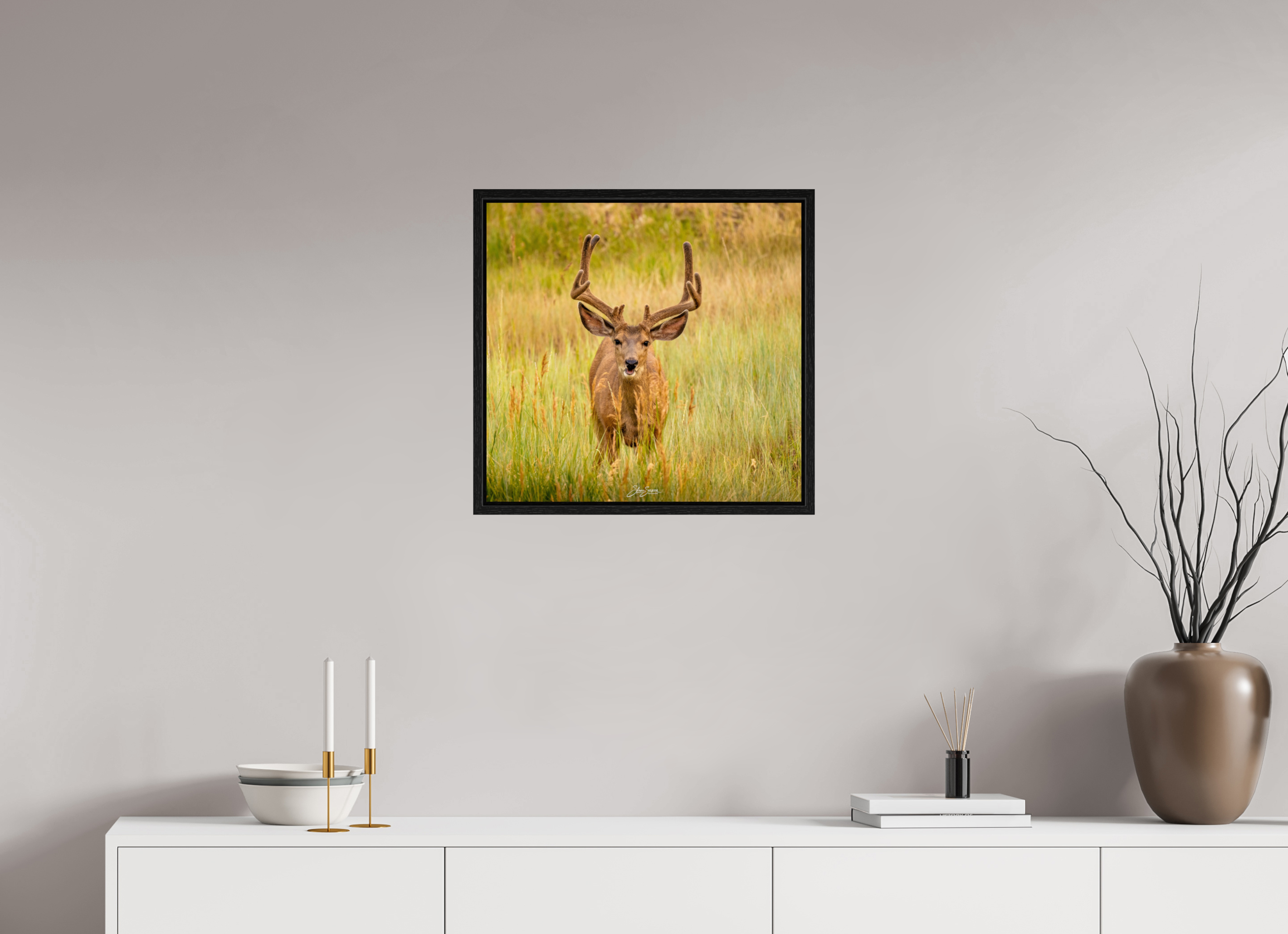 21.1 x 20″, Floater Frame Deer