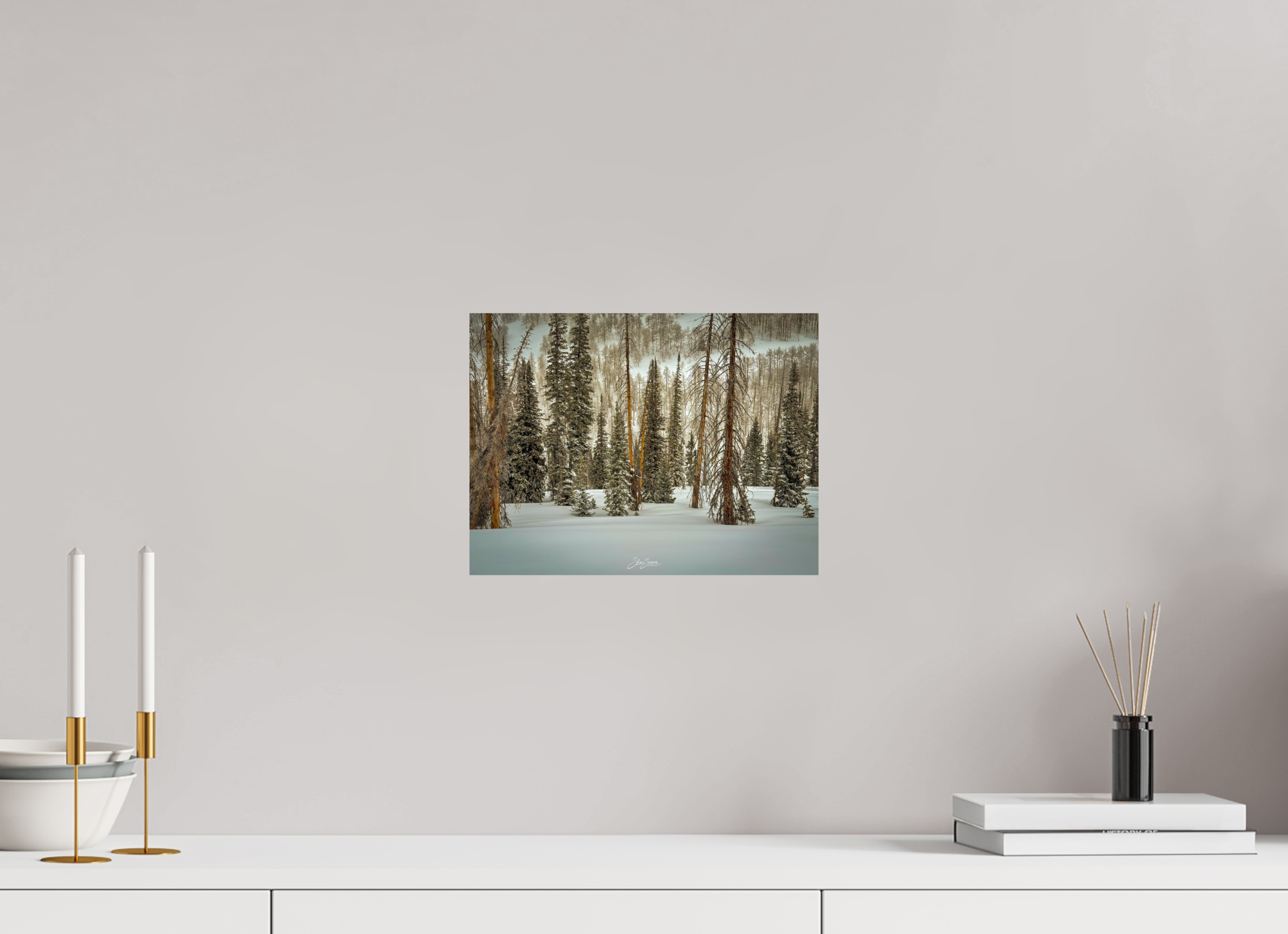 12 x 9″, Metal Winter in the pine