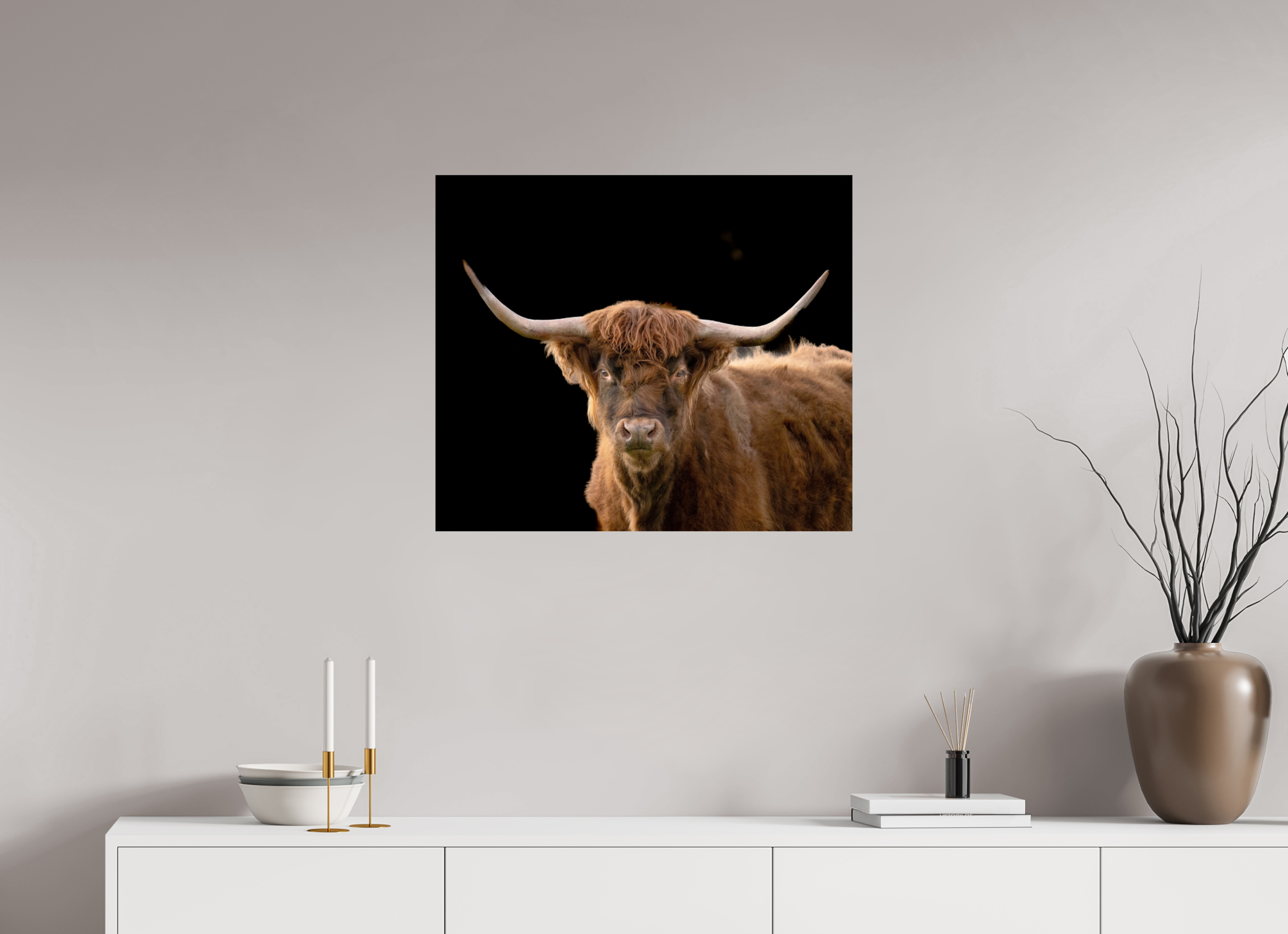 28.1 x 24″, Metal The Long Horn